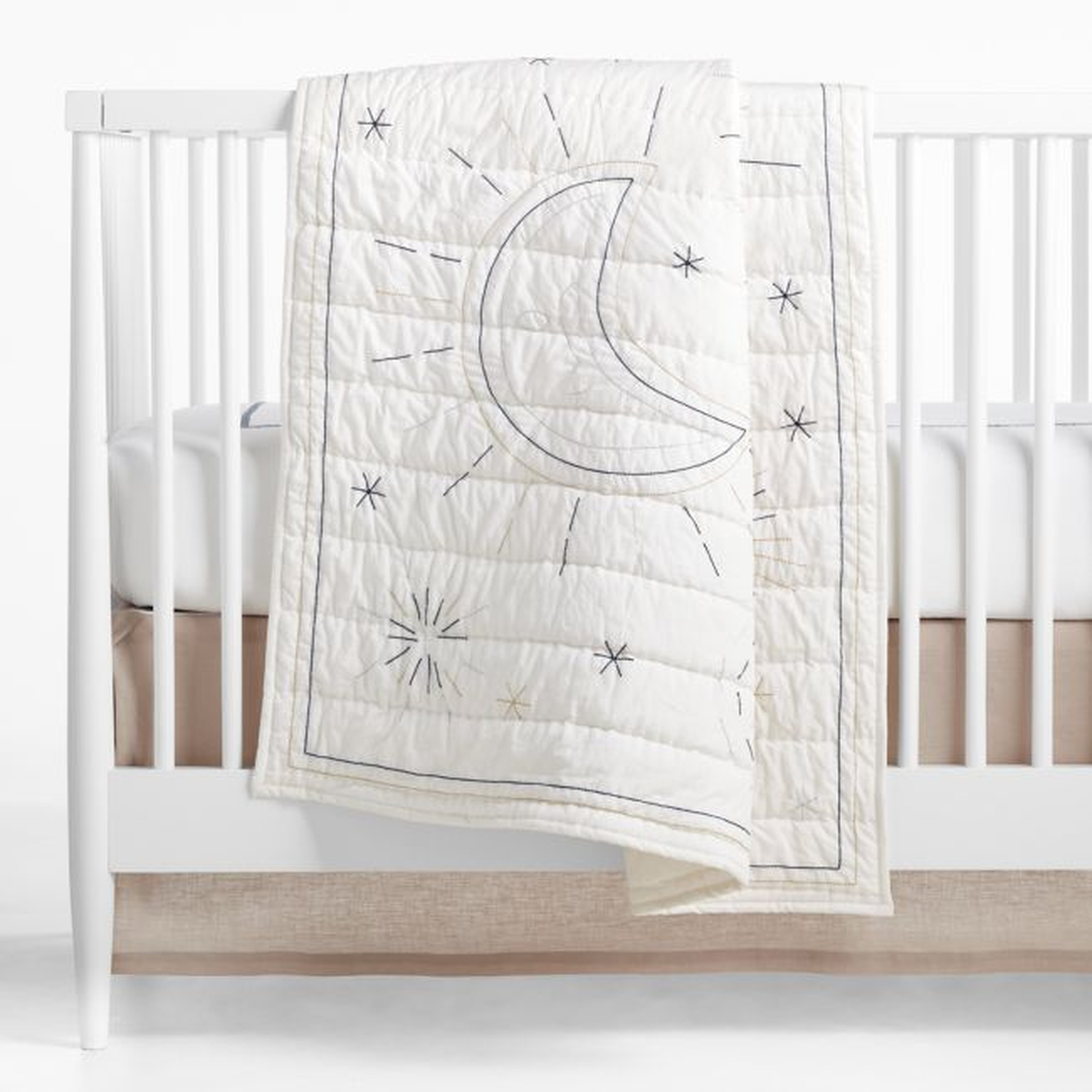 Sun and Moon Organic White Quilt - Crate and Barrel