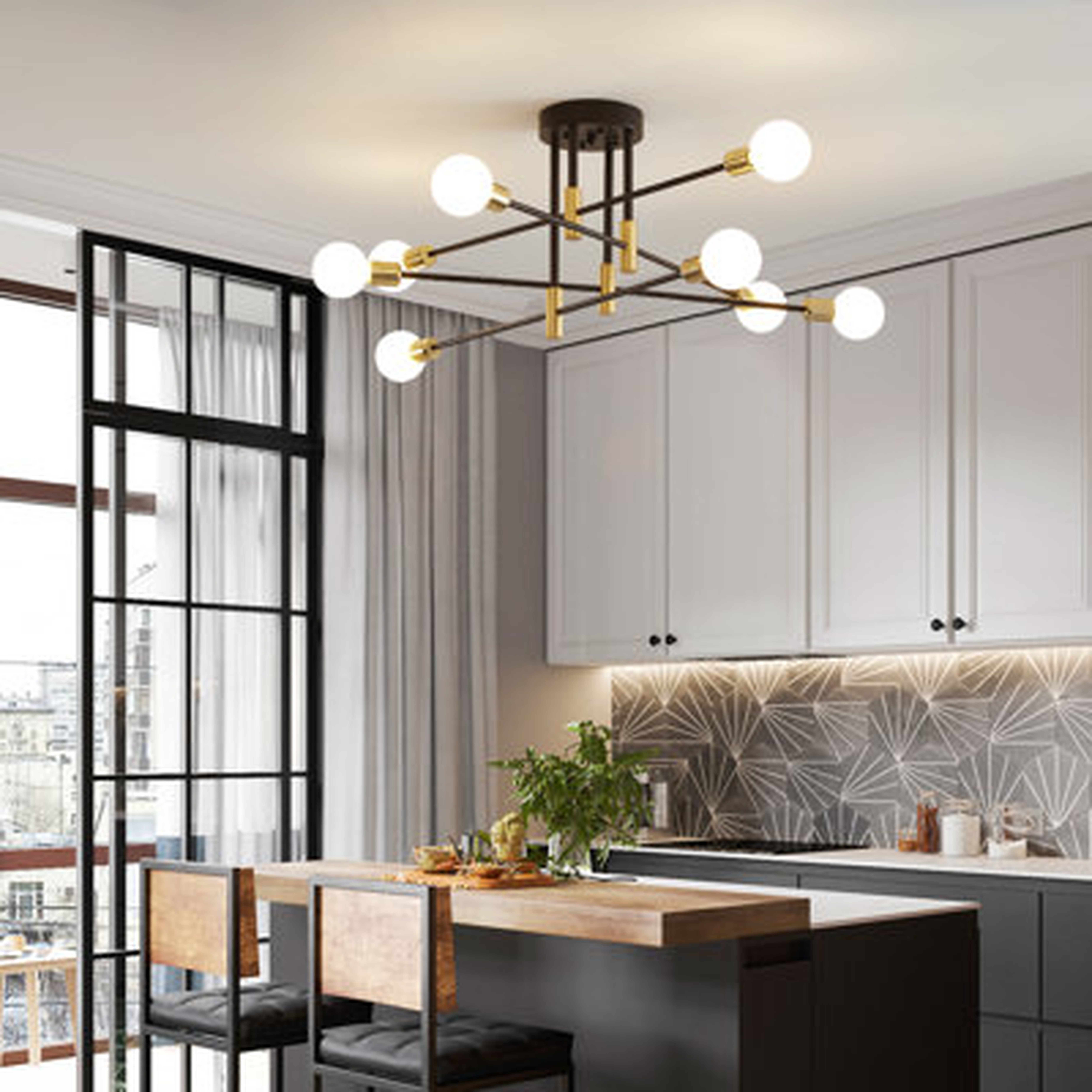 Sputnik Nordic Modern Chandelier Black Gold Ceiling Light - Wayfair