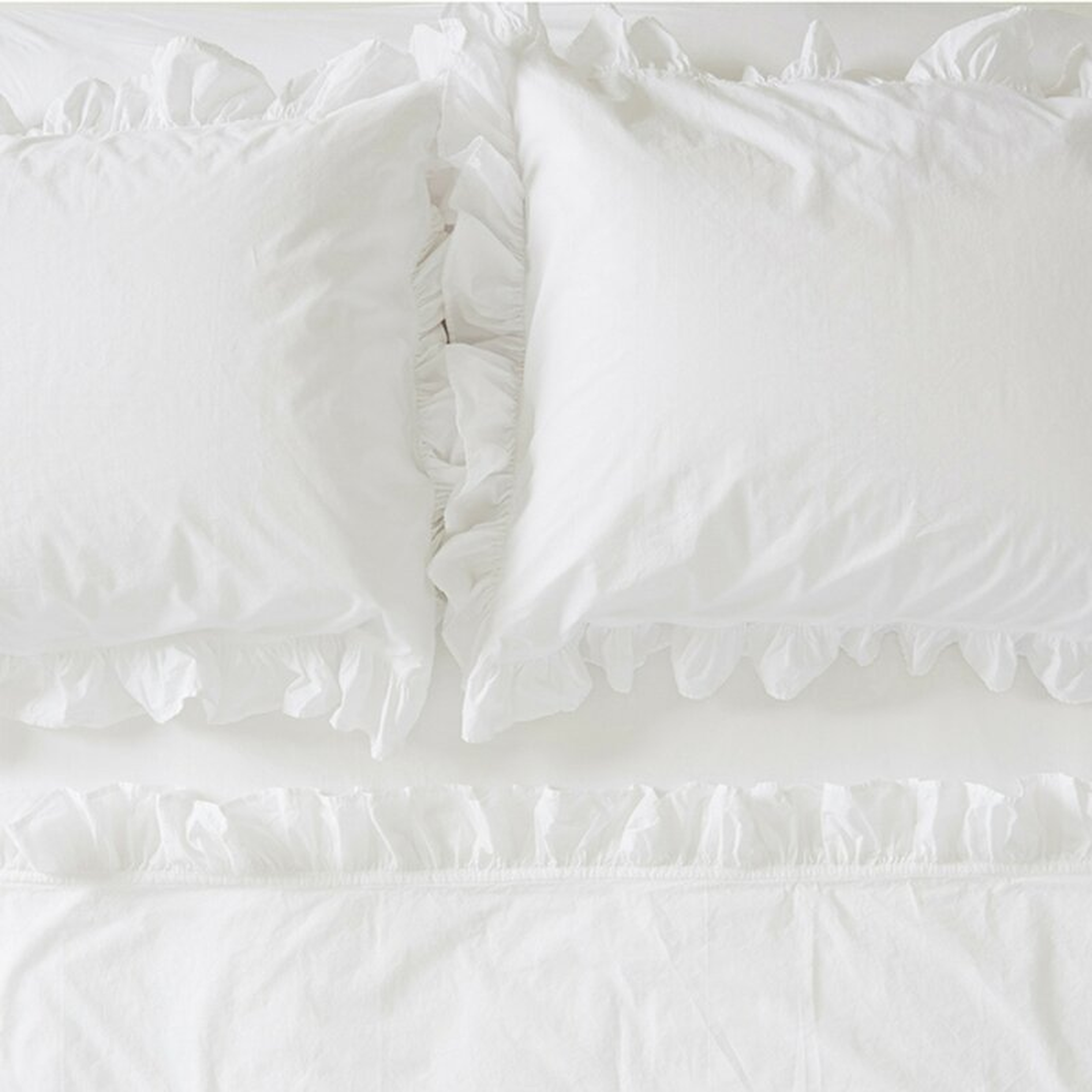 Rachel Ashwell Lilliput Ruffle 275 Thread Count Solid 100% Cotton Flat Sheet Size: Queen, Color: White - Perigold