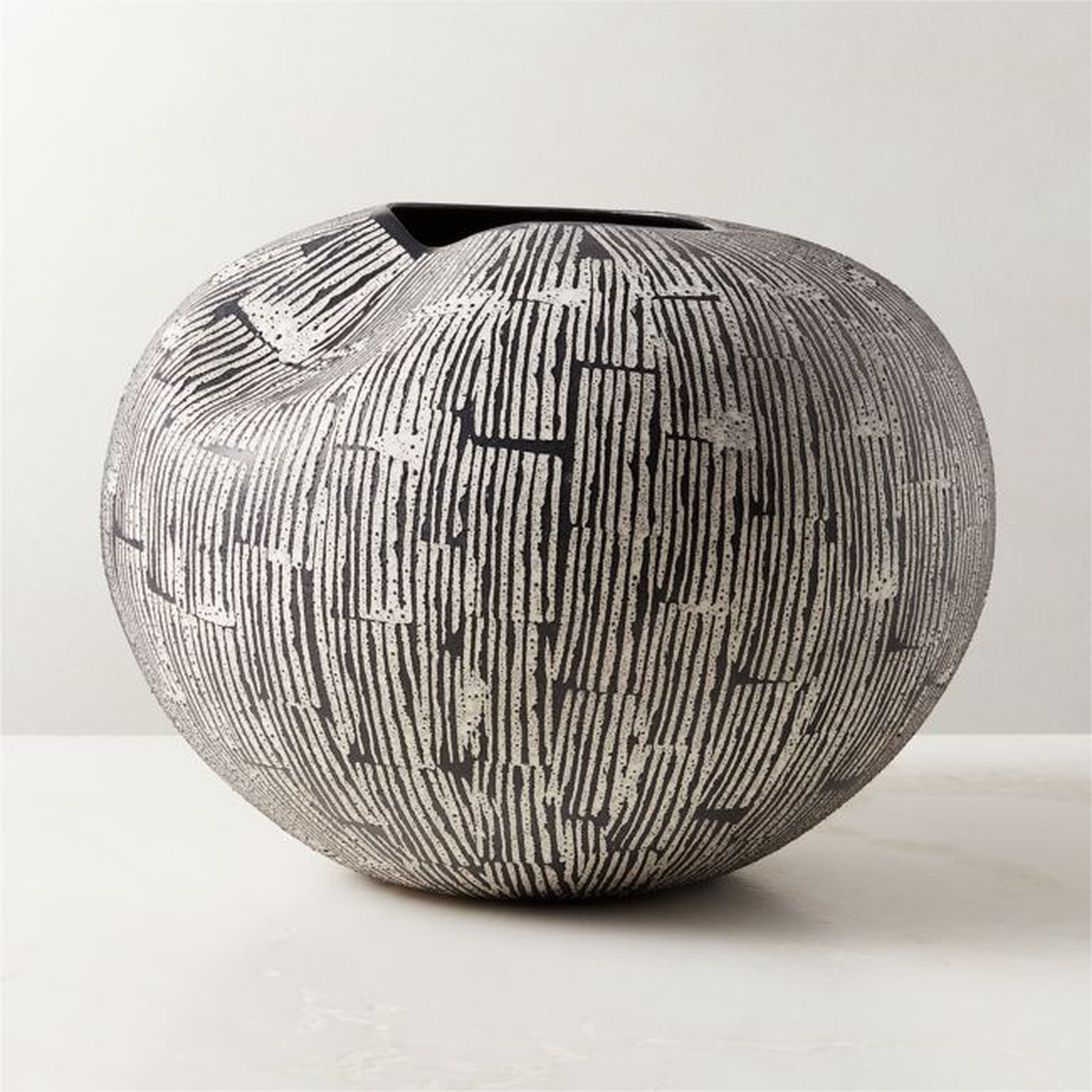 Moe Black and White Ceramic Vase - CB2