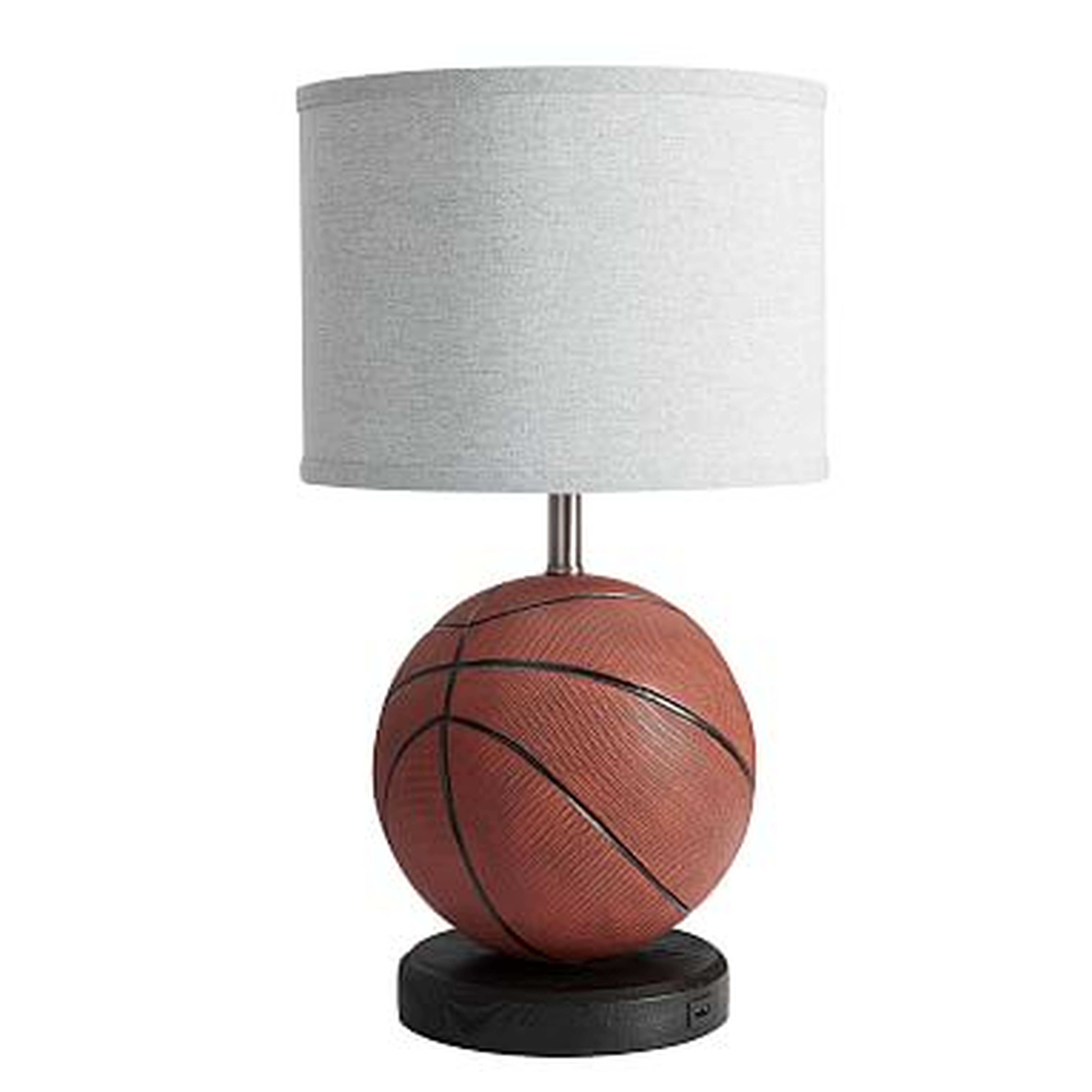 Basketball Table Lamp with USB, Brown - Pottery Barn Teen