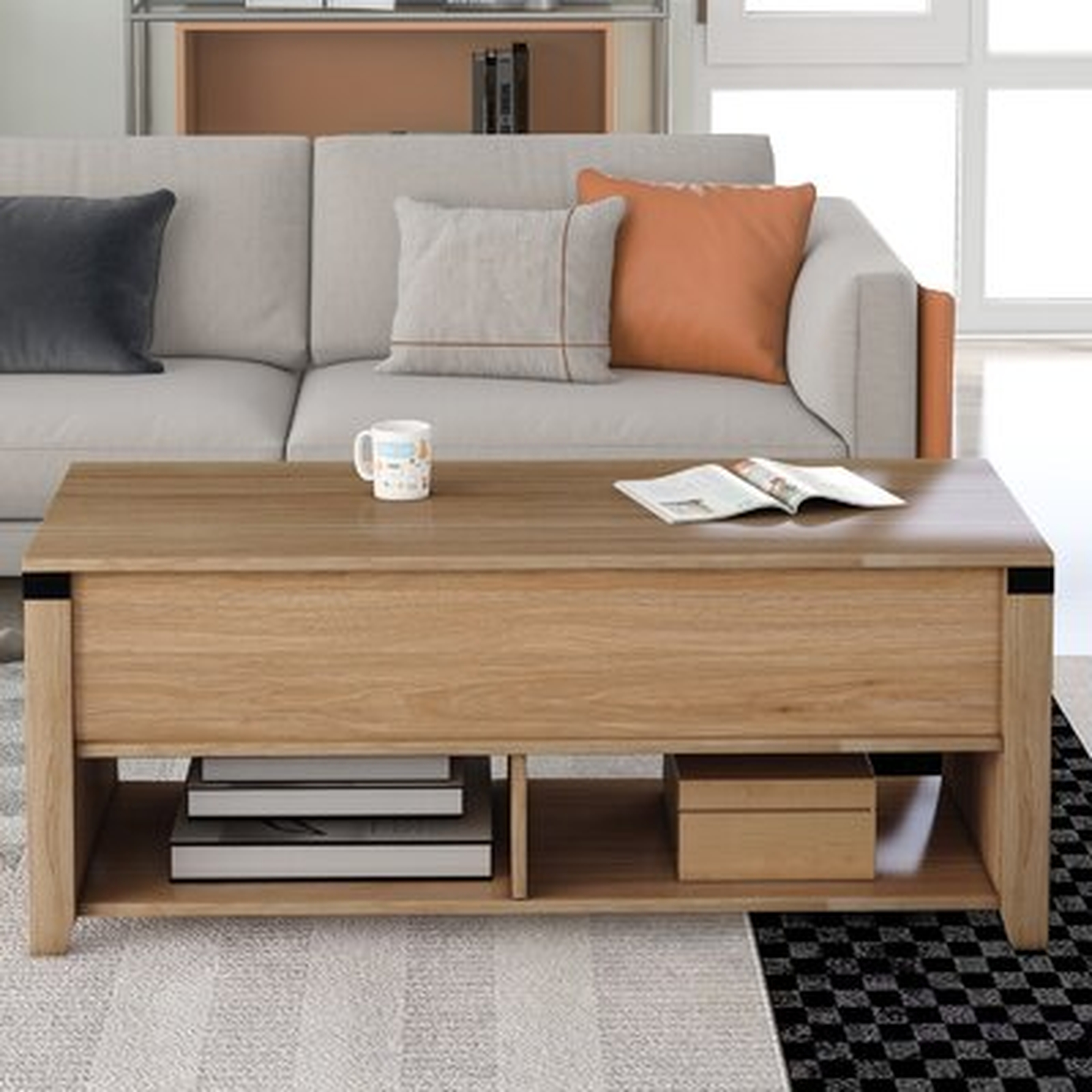 Multipurpose Coffee Table Lifting Top Table With Open Shelf - Wayfair