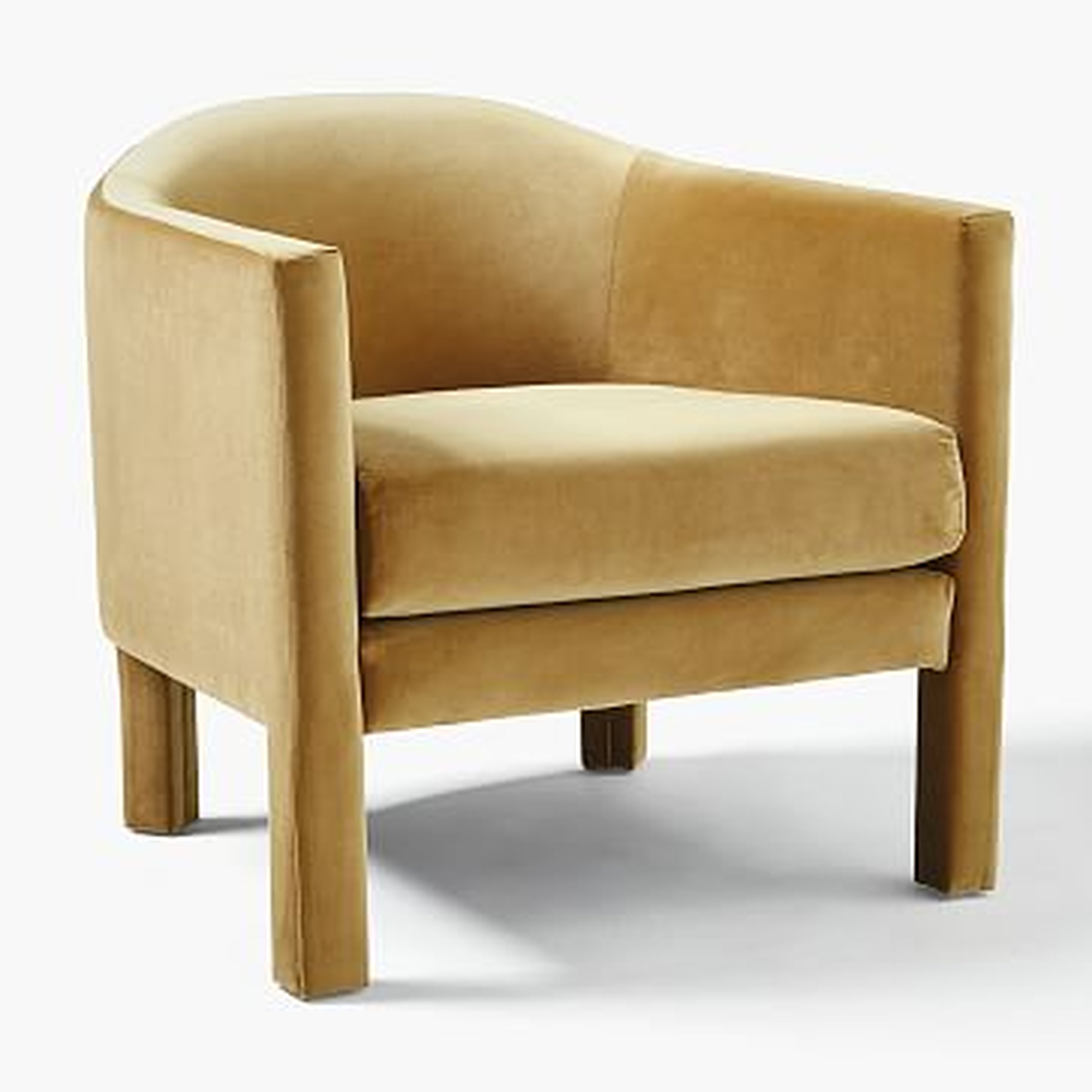 Isabella Fully Upholstered Chair, Poly, Astor Velvet, Dijon - West Elm