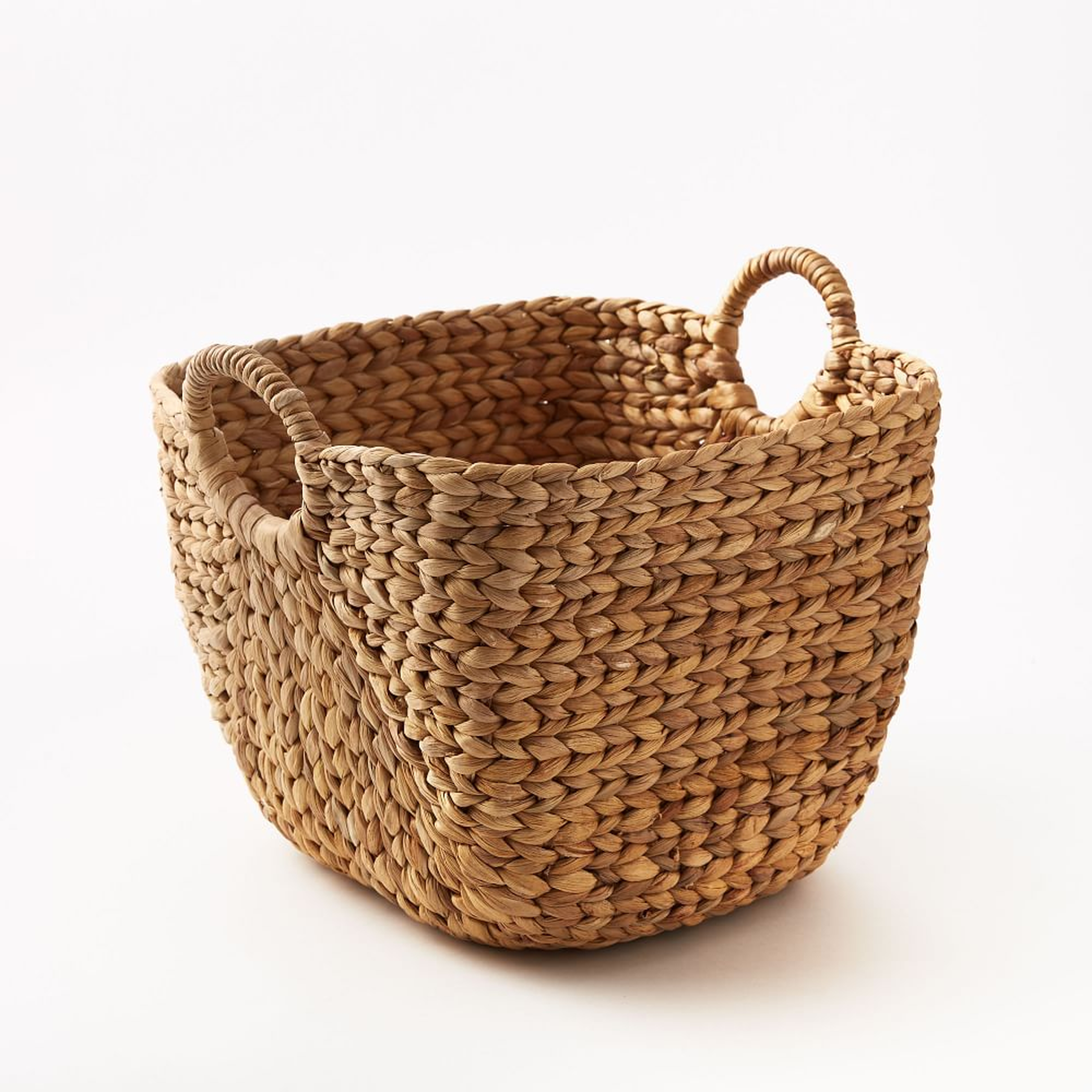 Curved Seagrass Basket, Handle Baskets, Natural, Medium, 12"W x 13.25"D x 11.25"H - West Elm