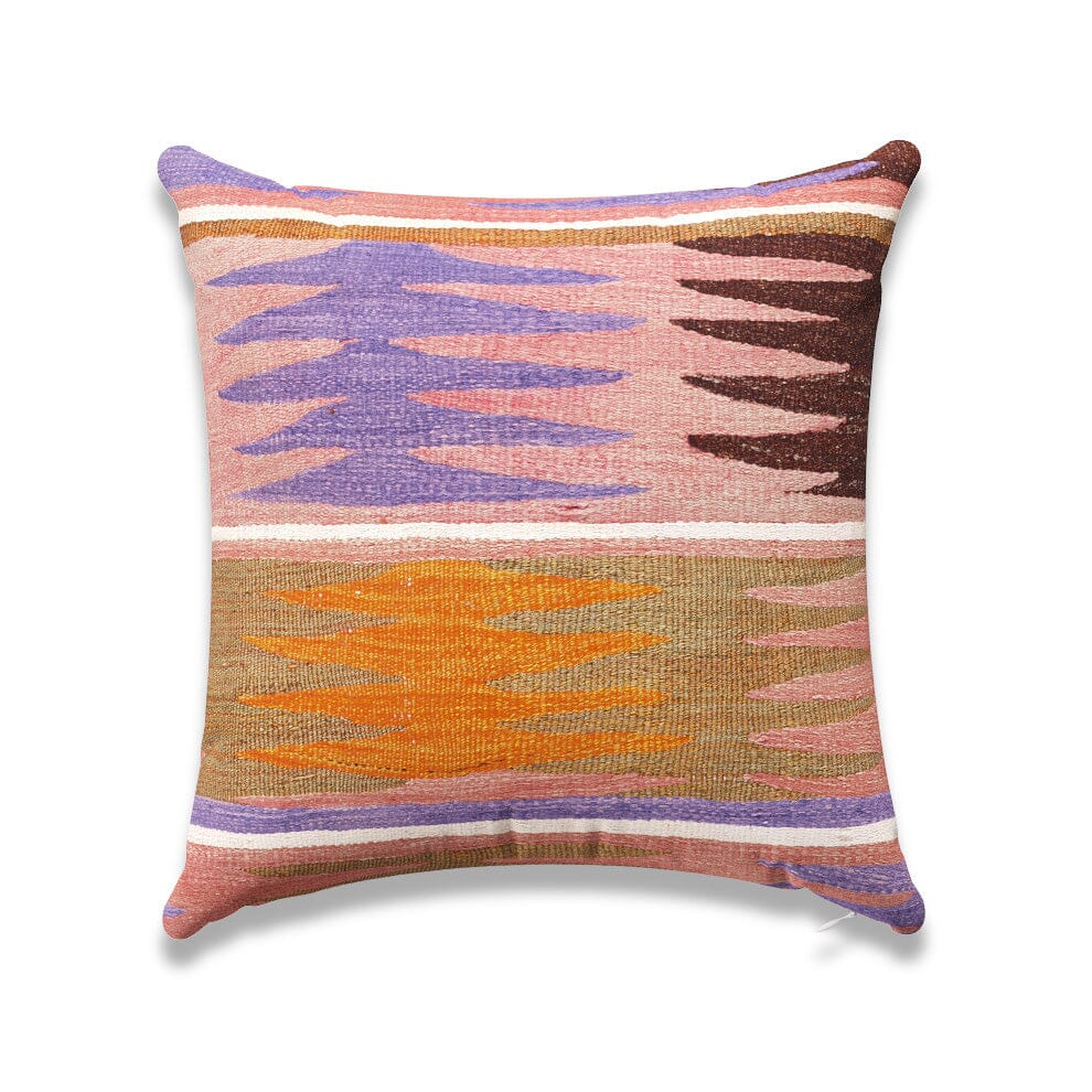Shell Feathers Kilim Outdoor Pillow by St. Frank | Orange | 22" W x 22" H | Polyester - St. Frank