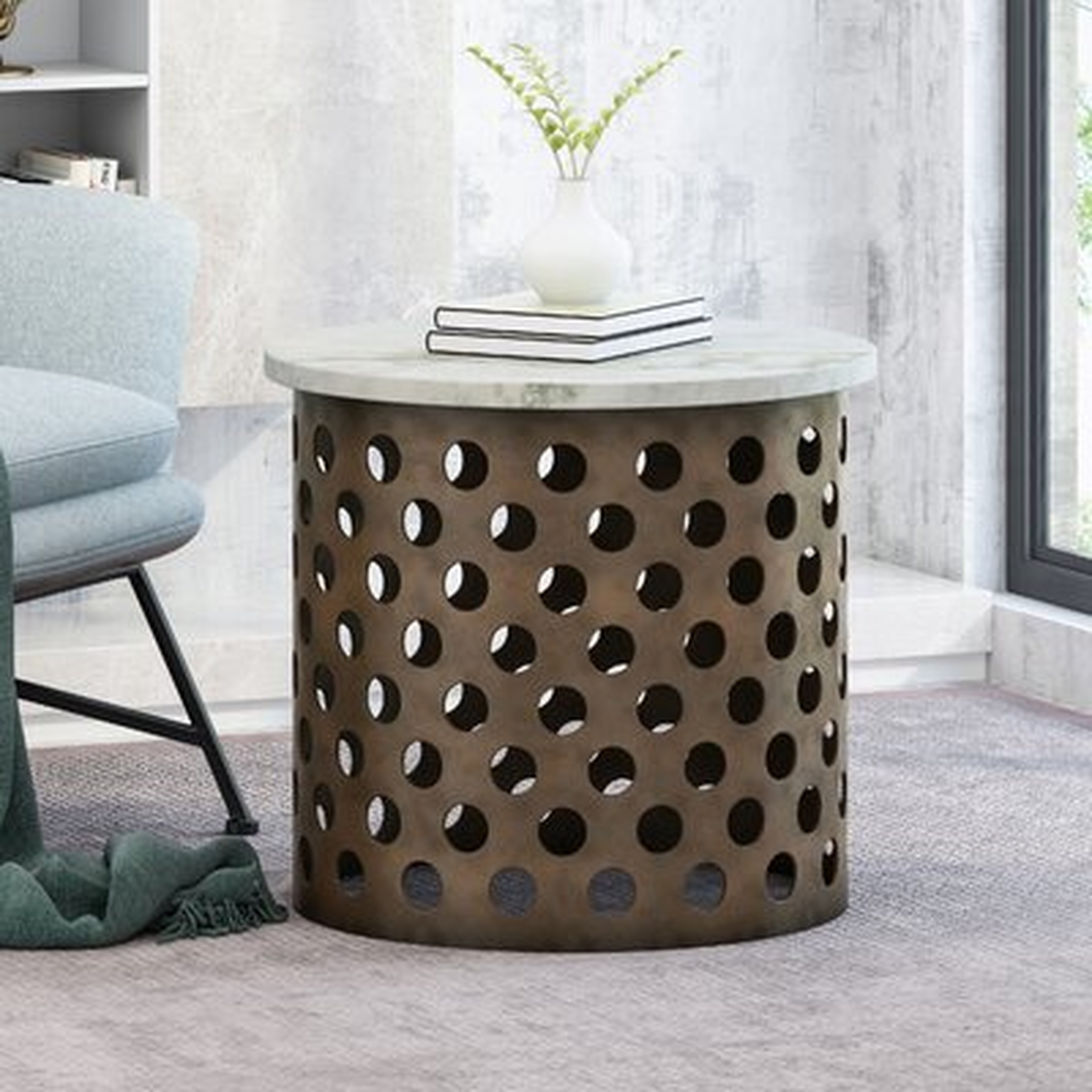 Industrial Iron Accent End Table - Wayfair