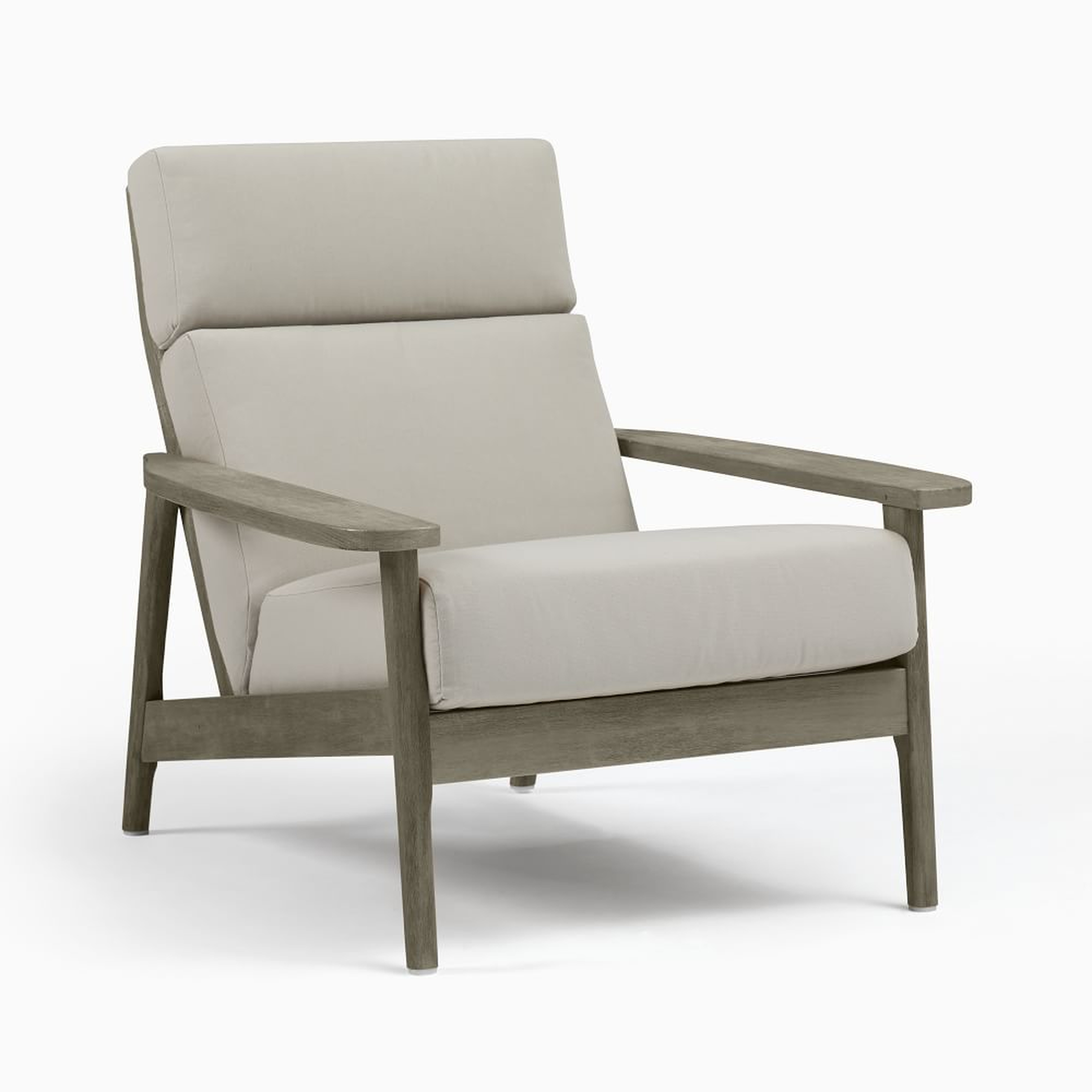 Mid-Century Outdoor Chair, High Back Lounge Chair Pack, Weathered Gray/Gray - West Elm