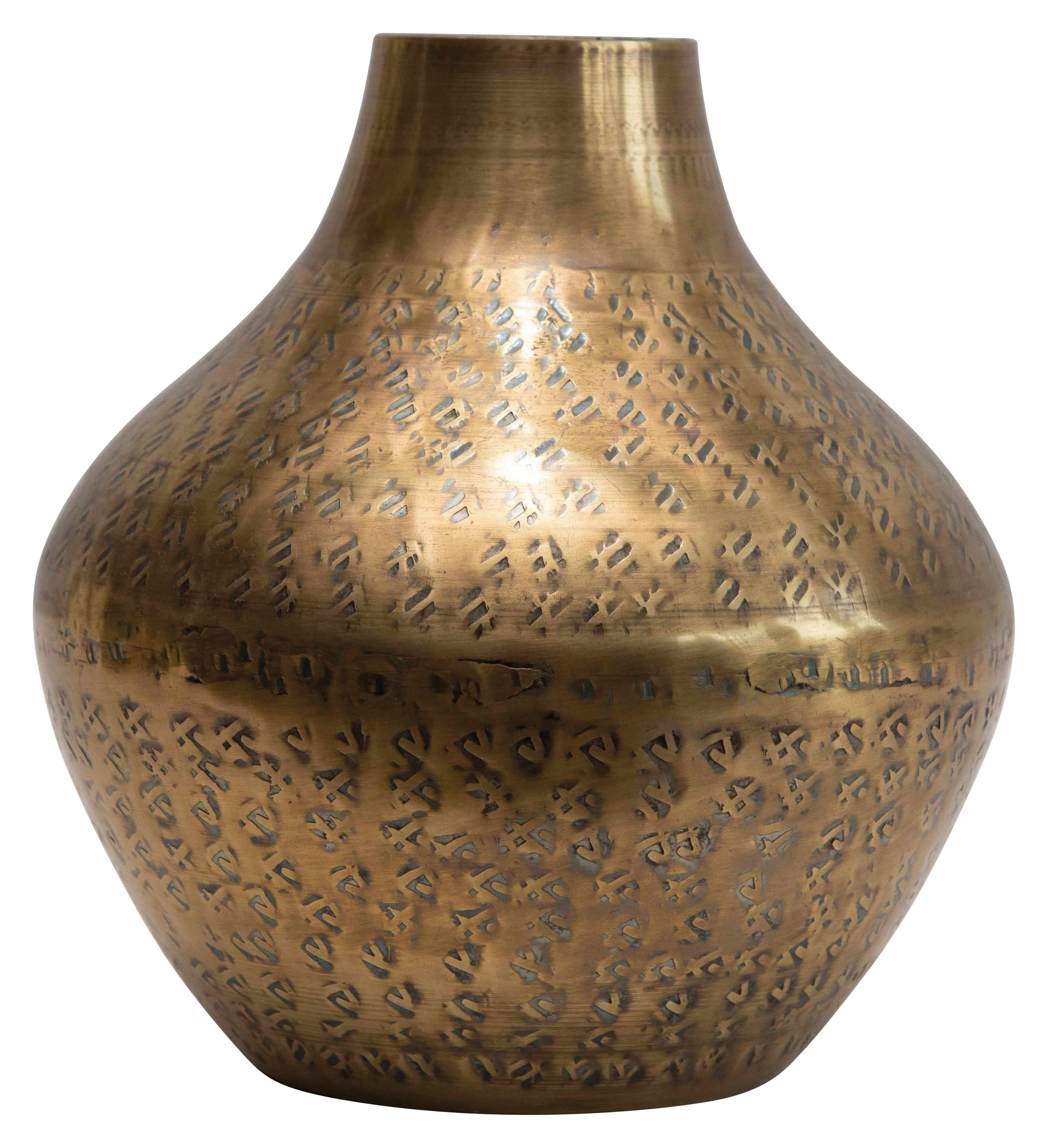 Hammered Metal Vase with Antique Finish - Creative Co-Op