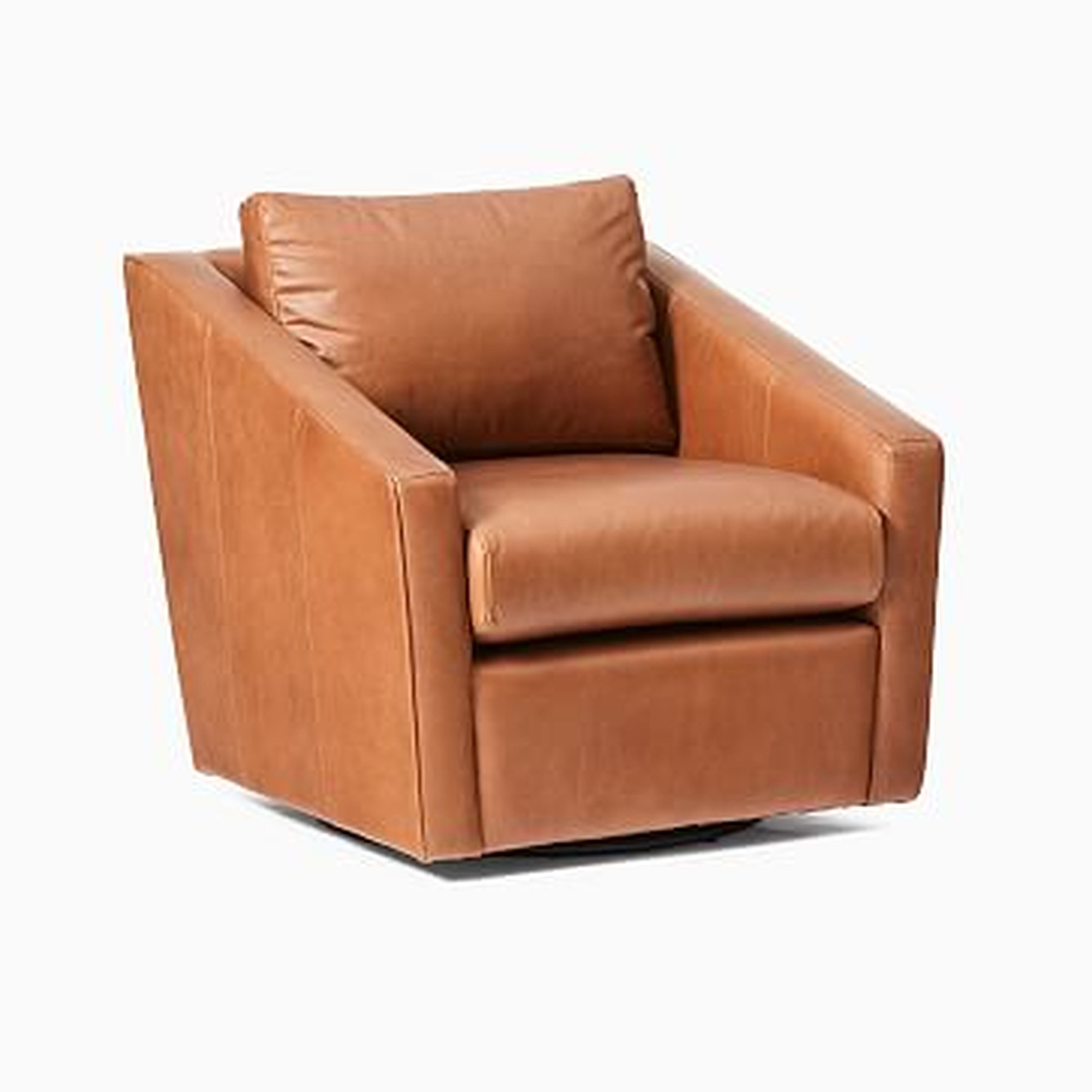 Tessa Swivel Chair, Poly, Ludlow Leather, Mace, Concealed Support - West Elm