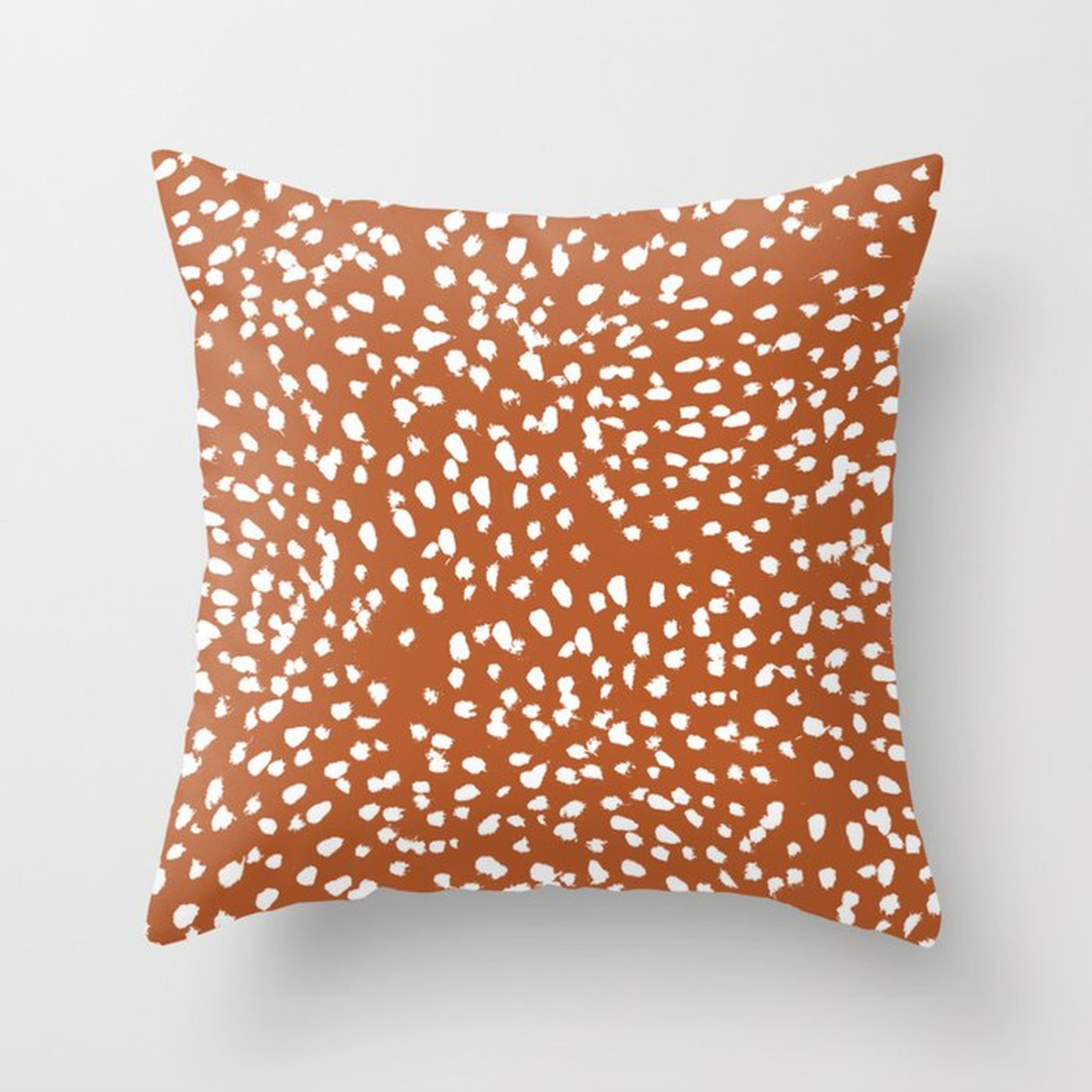 Rust Dots - Painted Dots, Terracotta, Clay, Earth, Earth Toned, Boho, Brown, Brown Dots, Rust Orange, Painted Dots Throw Pillow by Charlottewinter - Cover (18" x 18") With Pillow Insert - Outdoor Pillow - Society6