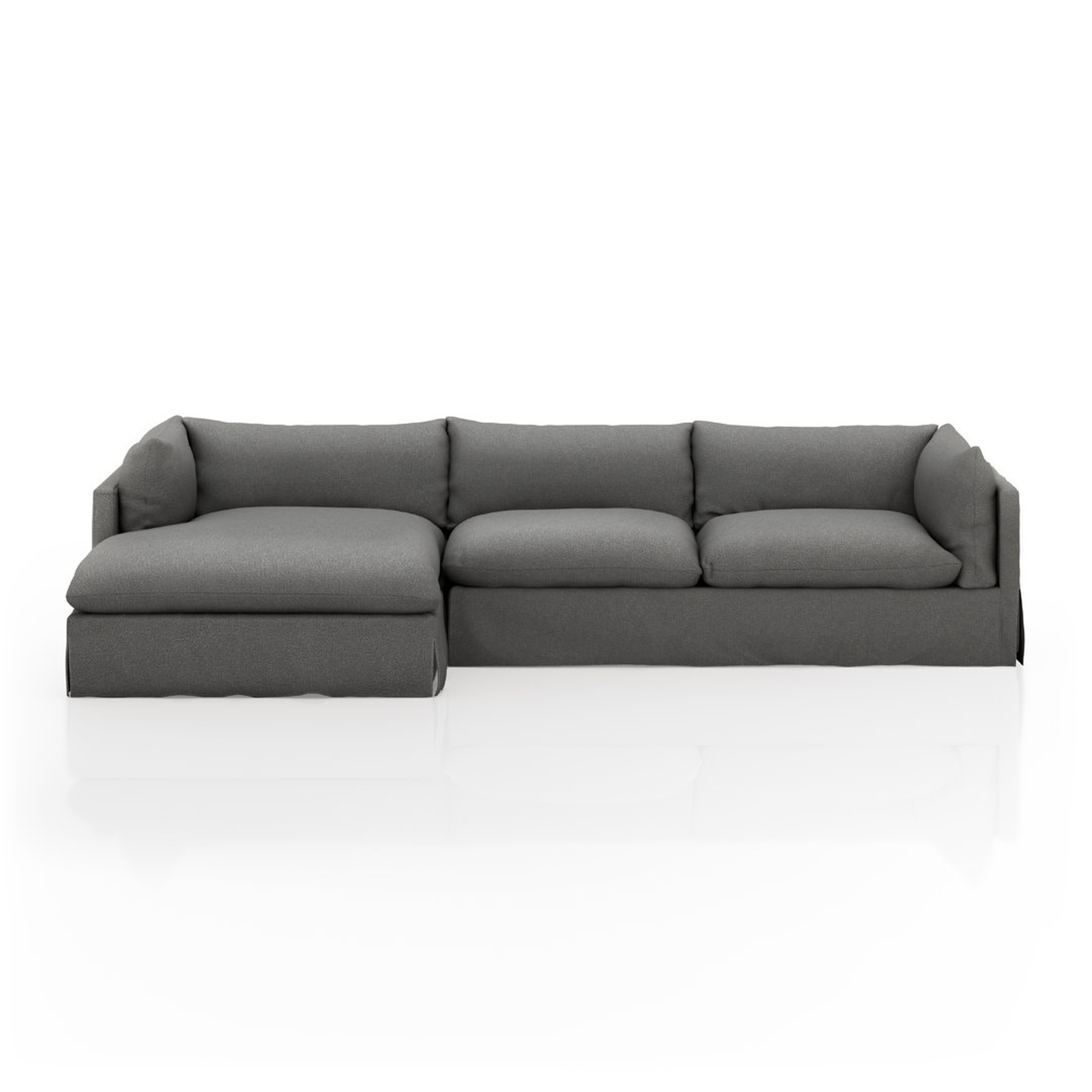 "Four Hands 131"" Wide Genuine Leather Left Hand Facing Stationary Sofa & Chaise" - Perigold