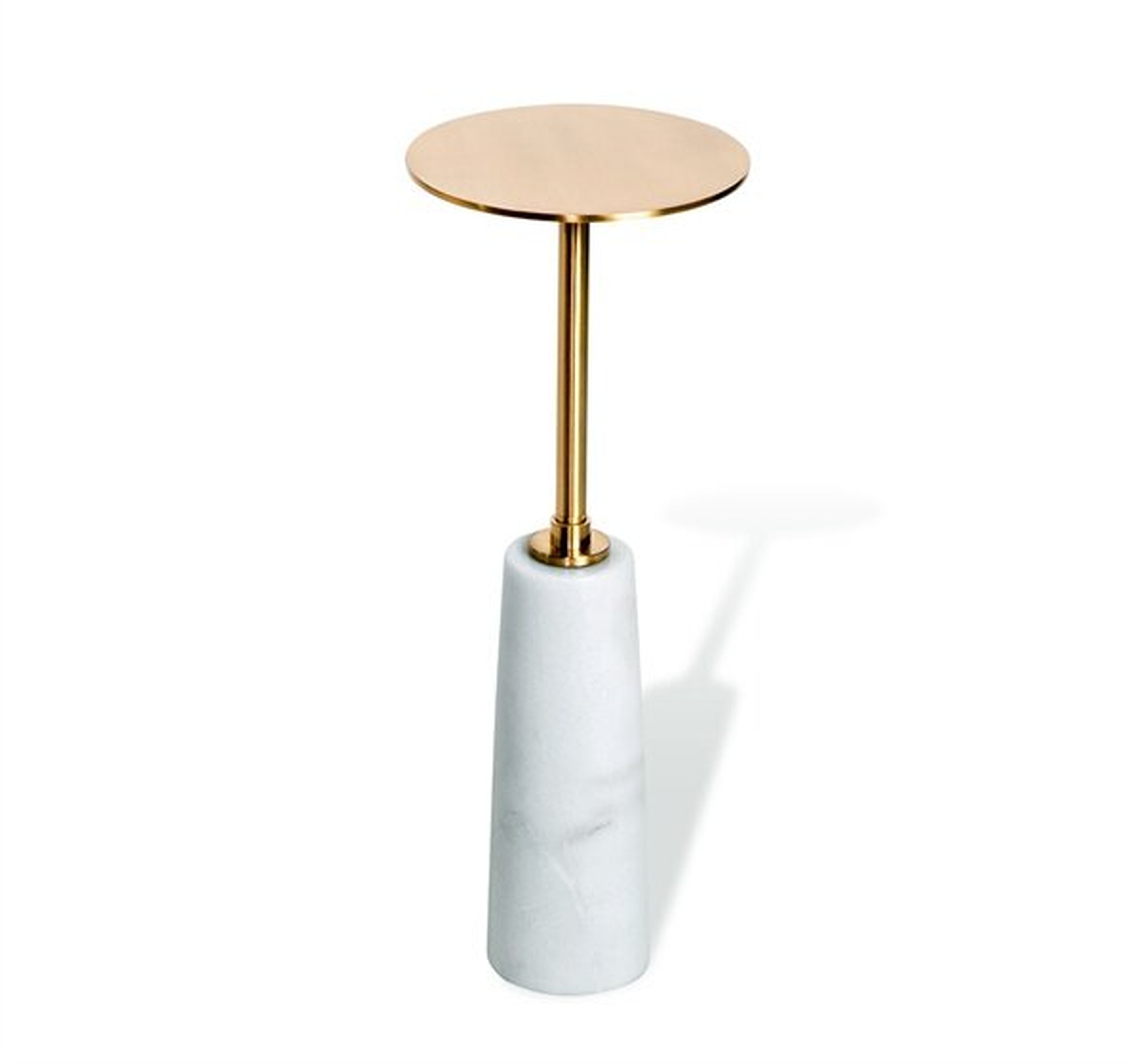 Interlude Beck Drink End Table Table Base Color: White, Table Top Color: Antique Brass - Perigold