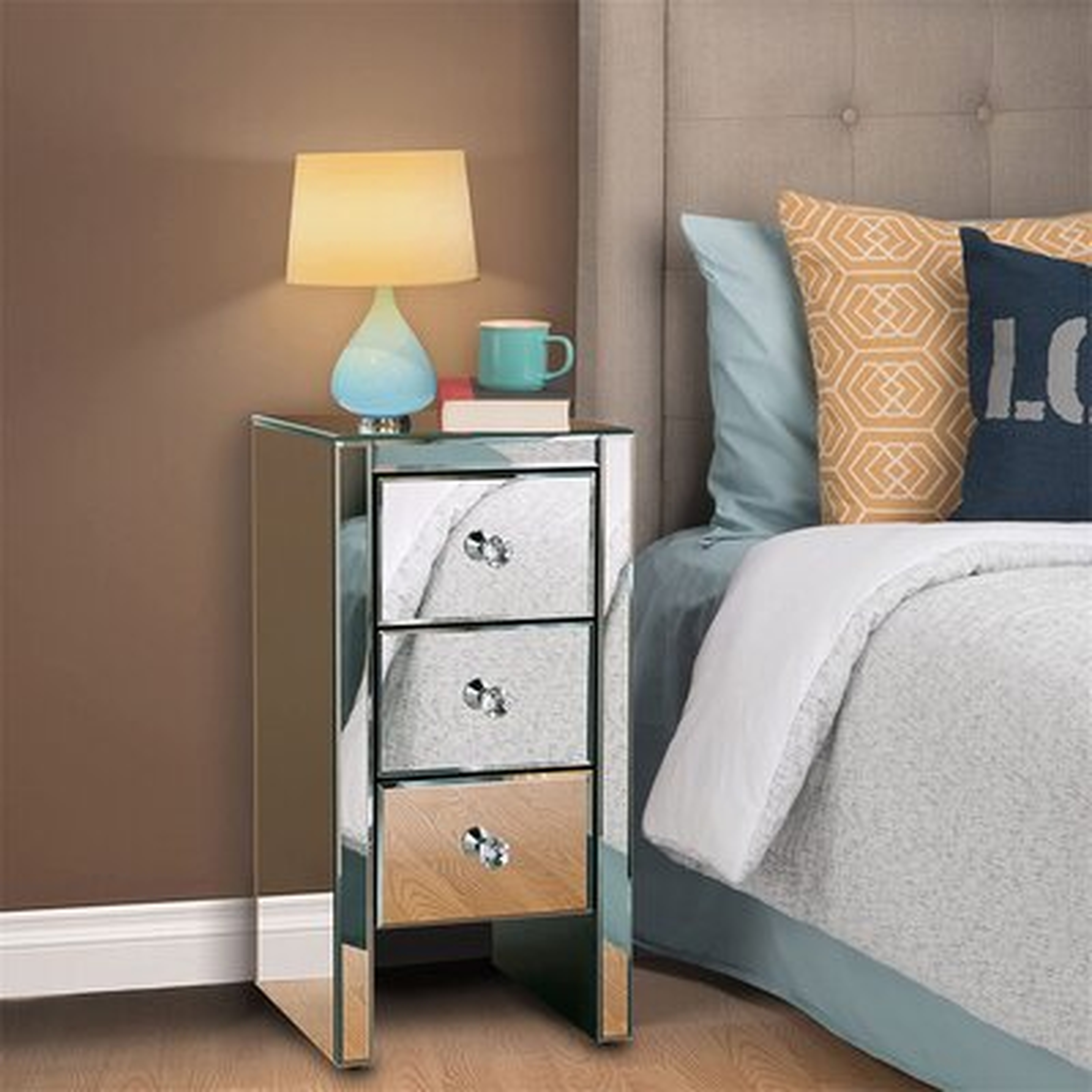 3-Drawer Mirrored Nightstand - Wayfair