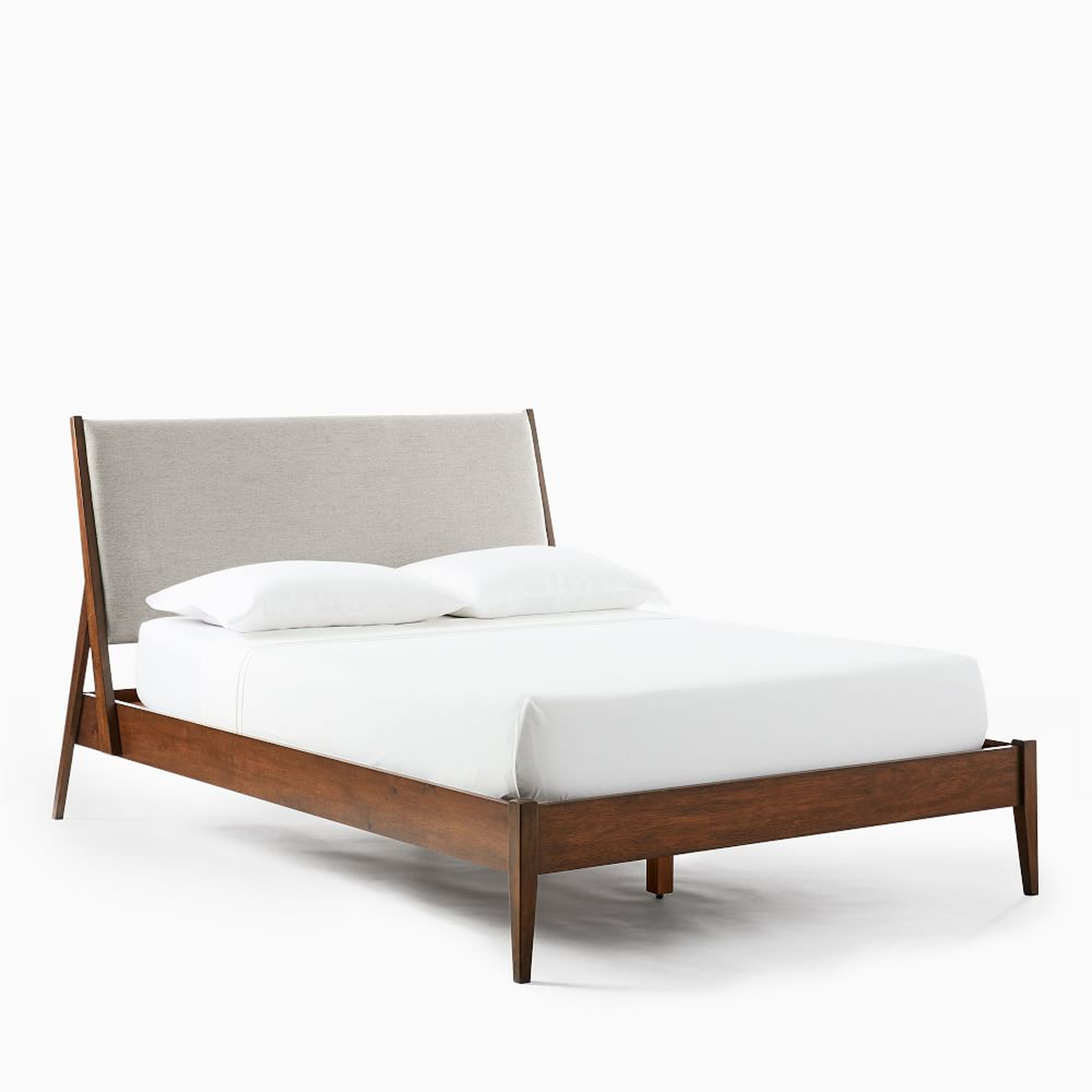 Wright Upholstered Bed, King, Twill, Sand - West Elm