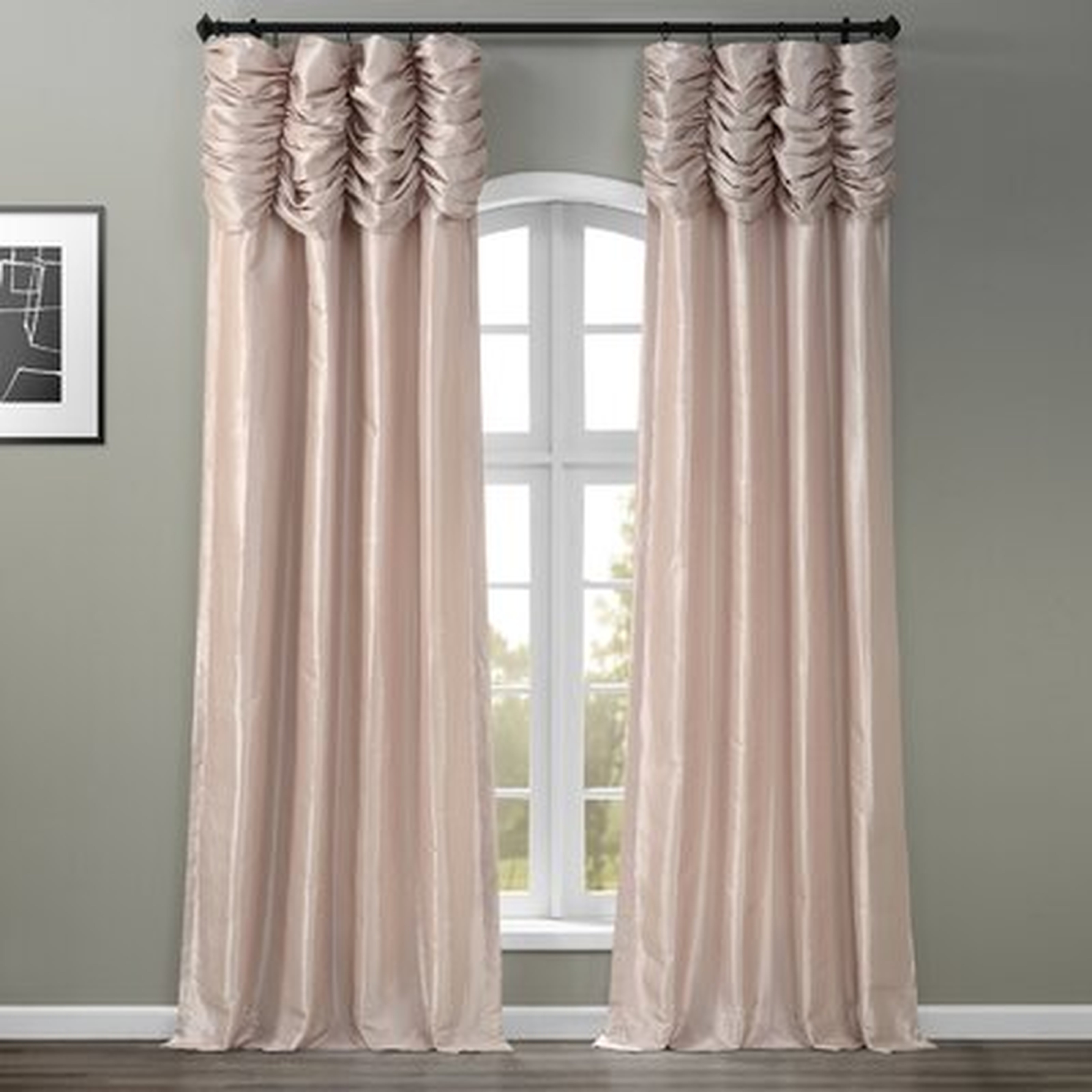 Amberella Ruched Solid Color Room Darkening Thermal Rod Pocket Single Curtain Panel - Birch Lane
