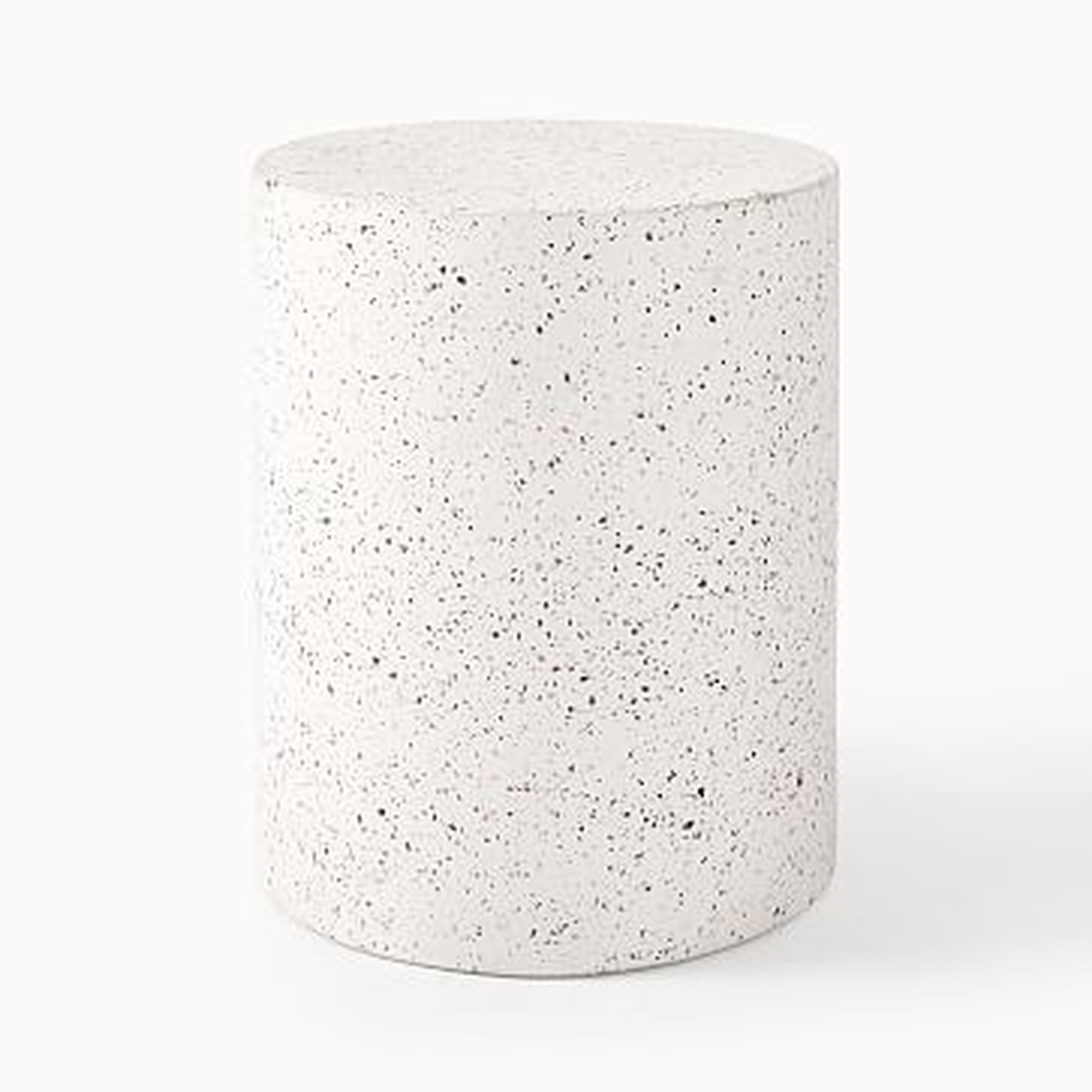 Terrazzo Drum Outdoor 15 in Round Side Table, White - West Elm