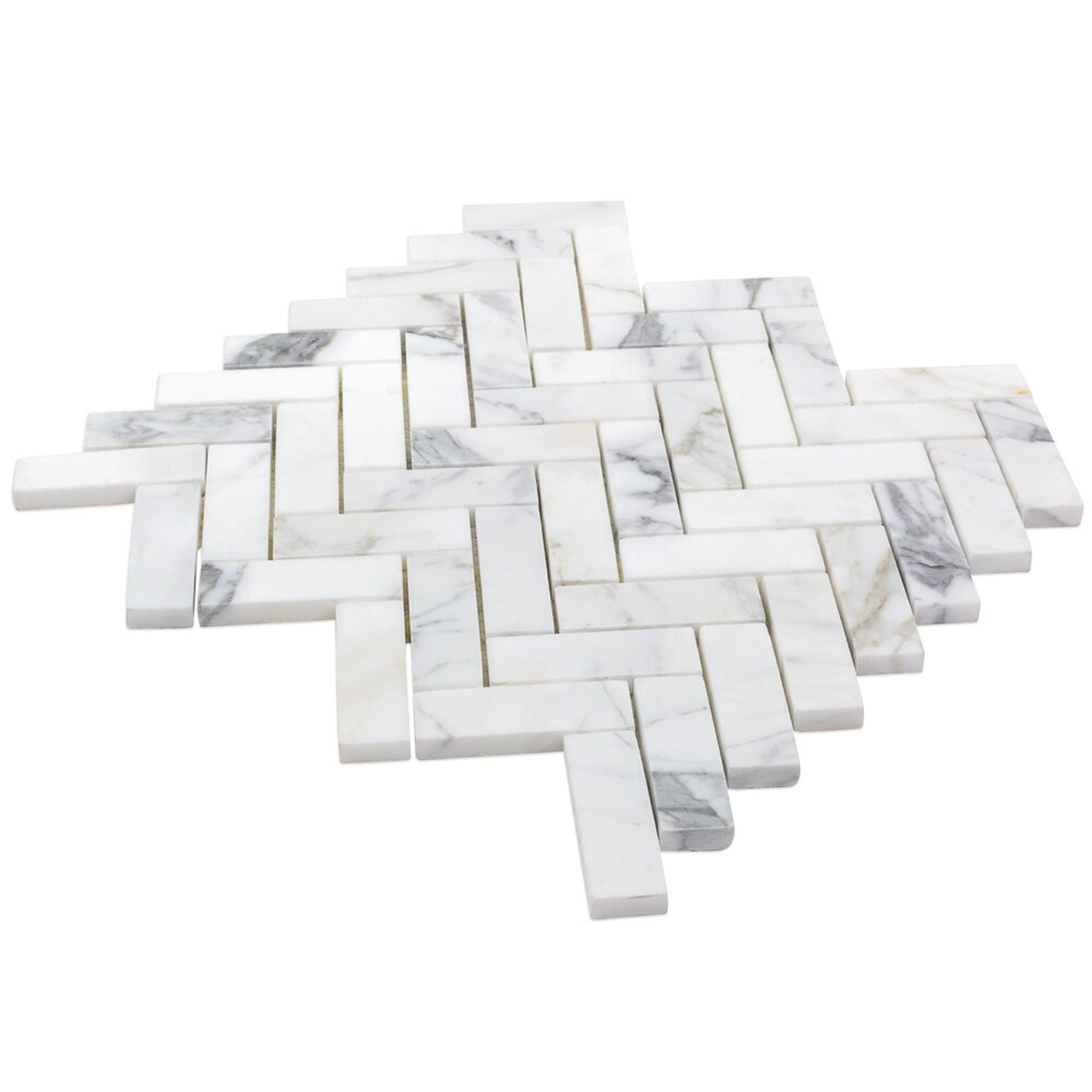 Bond Tile Calacatta Herringbone 1"" x 3"" Marble Mosaic Tile - Perigold
