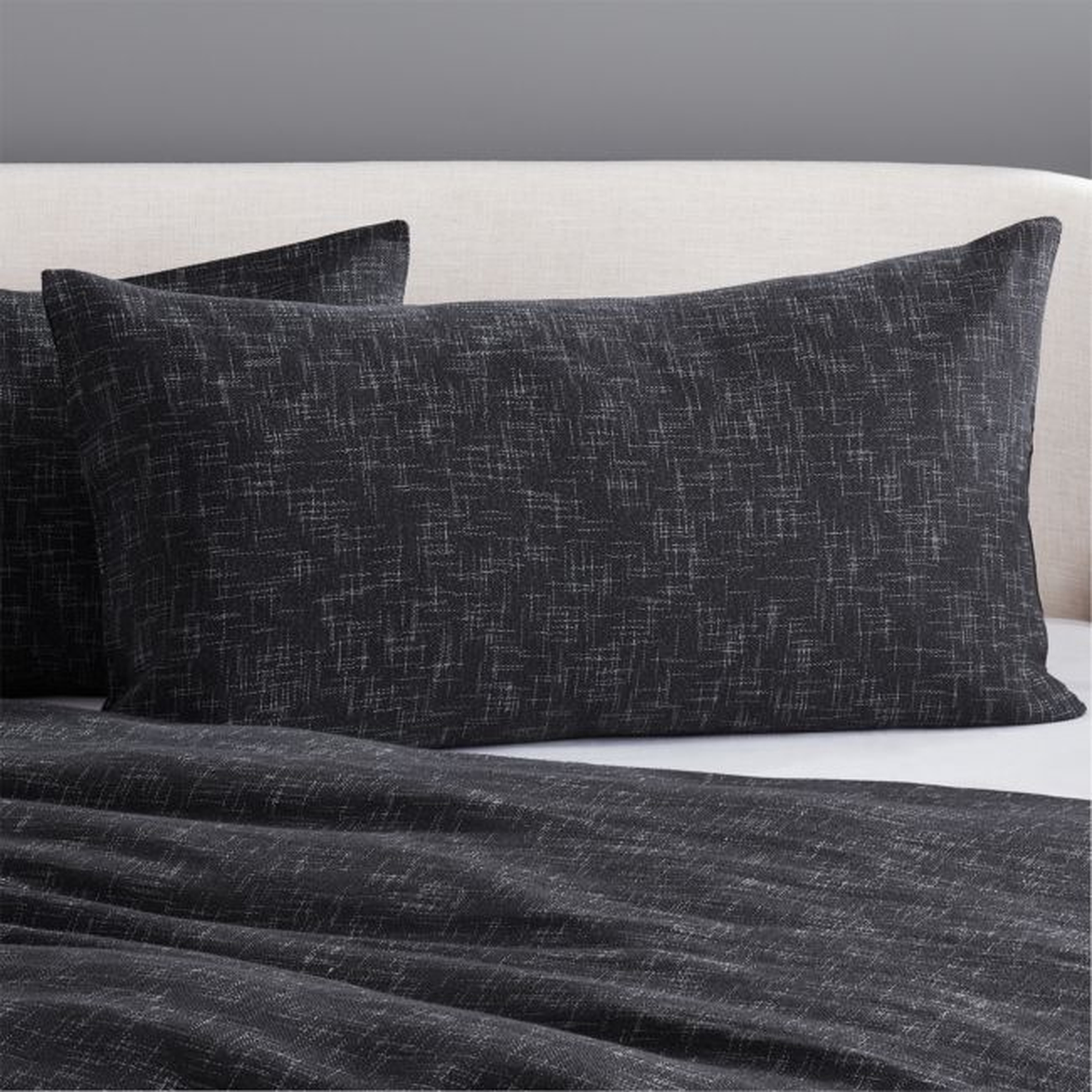 Hatchmark Charcoal King Shams Set of 2 - CB2