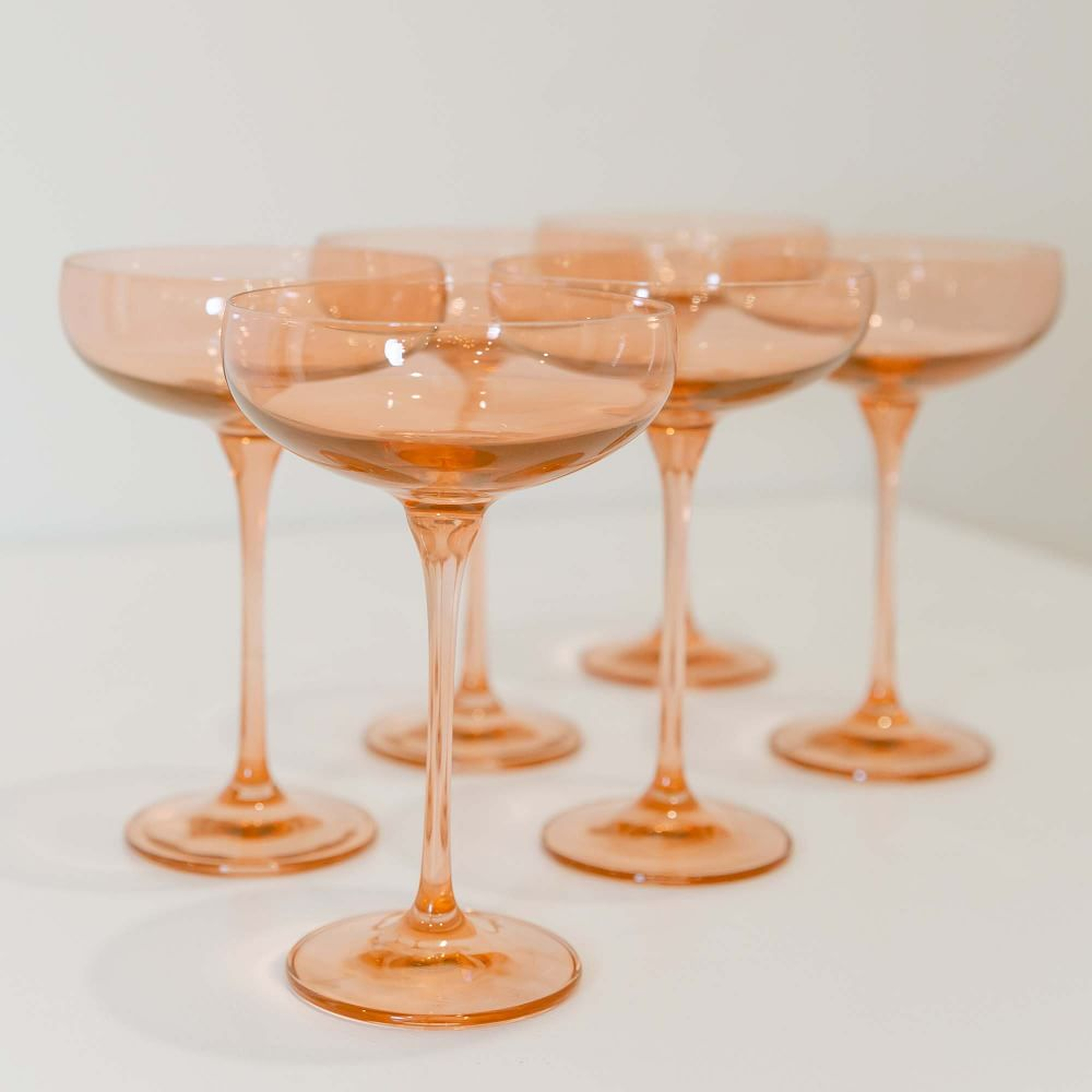 Estelle Colored Champagne Coupe Glass, Blush Pink, Set of 6 - West Elm