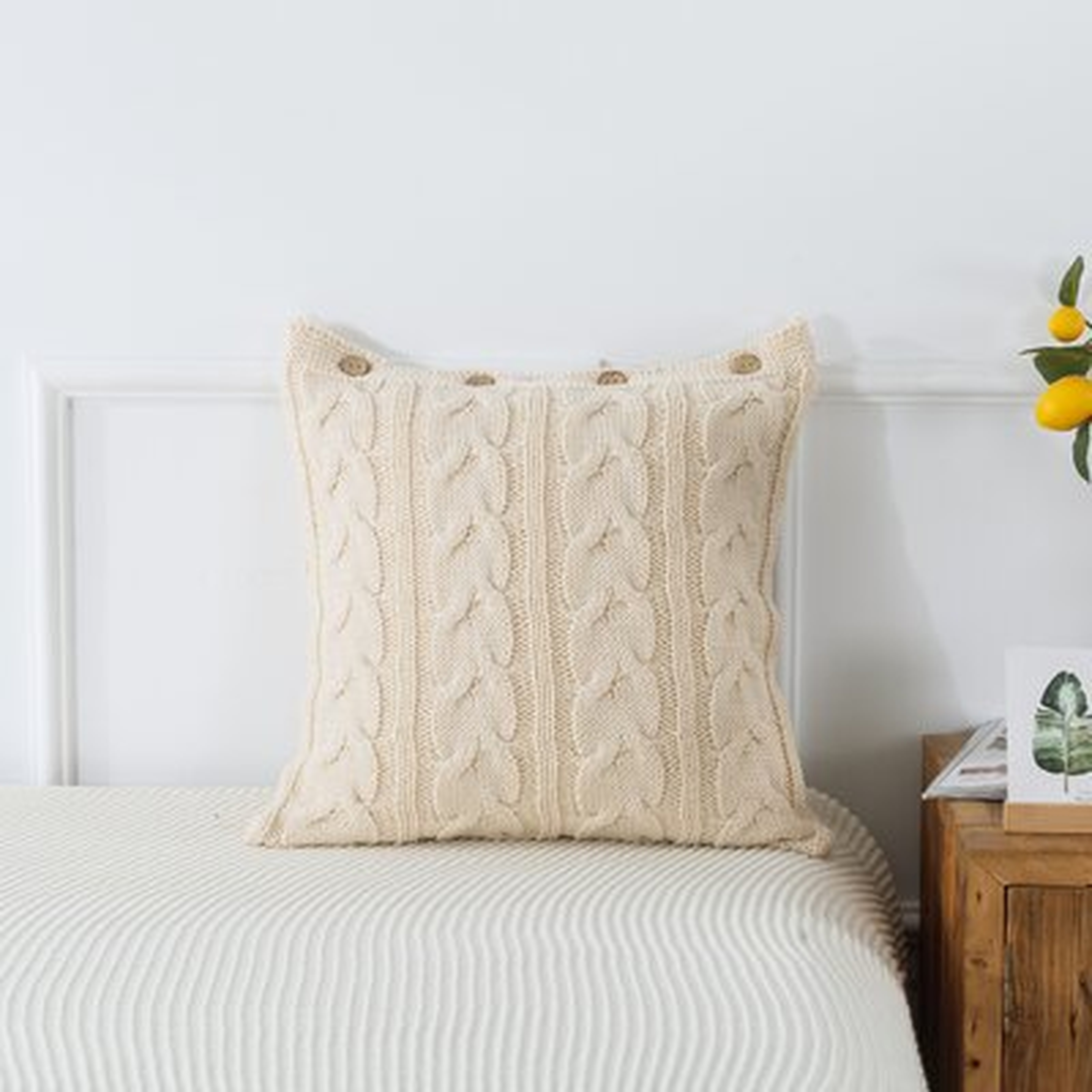 Ivory Cable Knit Pillow, 20"X20" - Wayfair