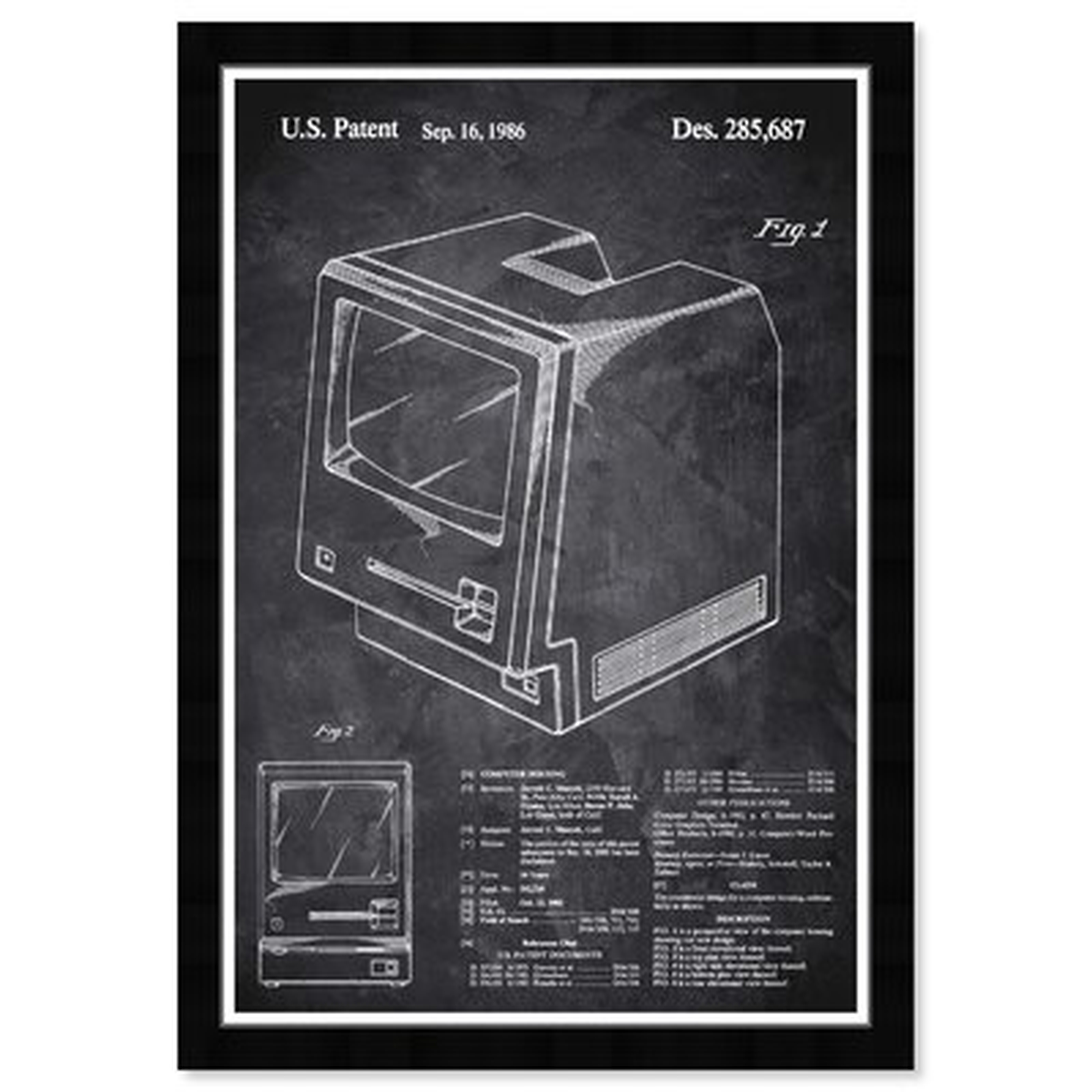 17 Stories Prints 'Entertainment And Hobbies Apple Macintosh 128K 1986 - Noir Chalkboard Video Games' Framed Art Print - Wayfair