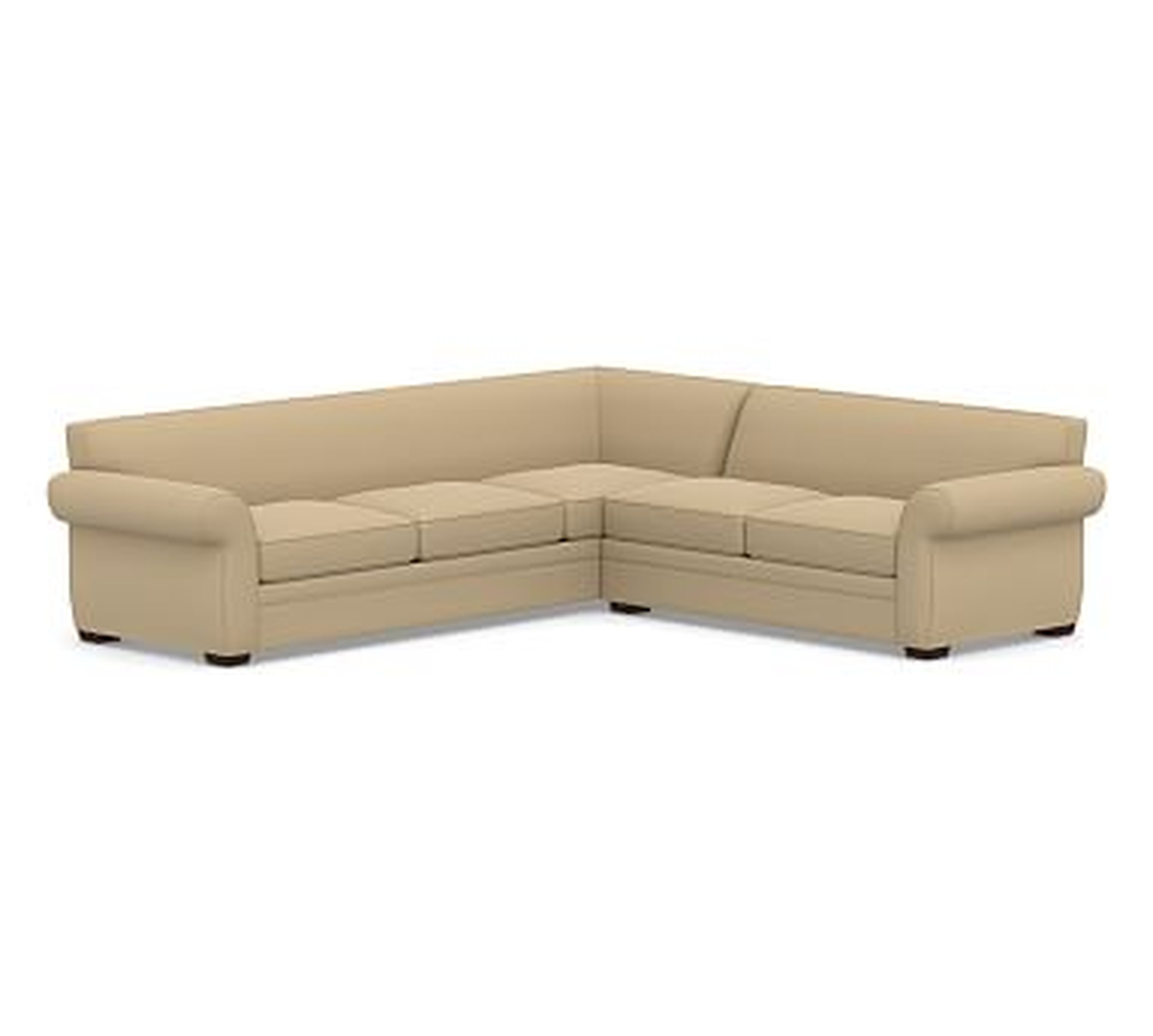 Pearce Tight Back Roll Arm Upholstered 2-Piece L-Shaped Sectional, Down Blend Wrapped Cushions, Performance Everydaysuede(TM) Light Wheat - Pottery Barn