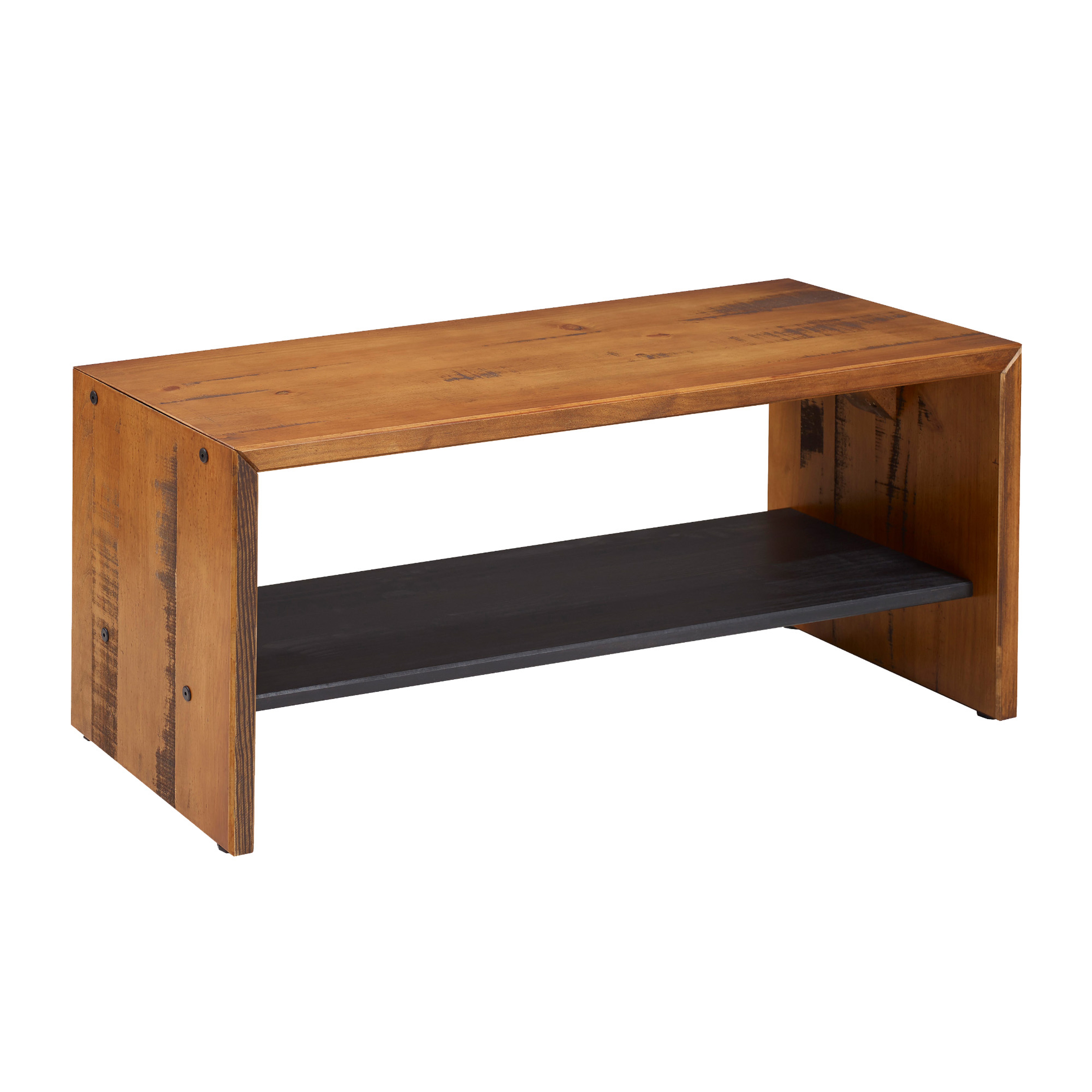 Alpine 42" Rustic Two-Tone Solid Wood Entry Bench - Amber - Contour & Co.