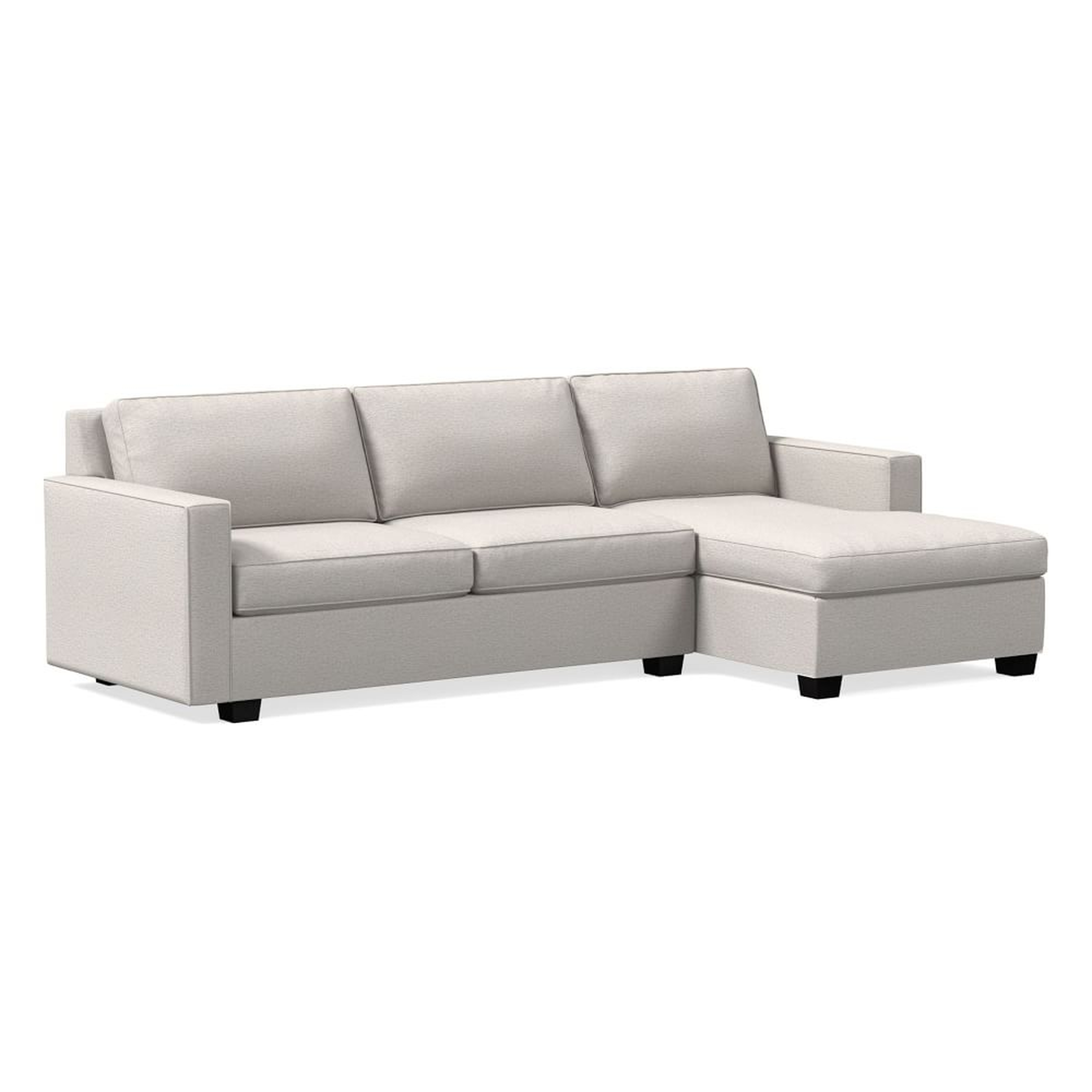 Henry Sectional Set 14: Left Arm Loveseat, Right Arm Chaise, Poly, Twill, Sand, Chocolate - West Elm
