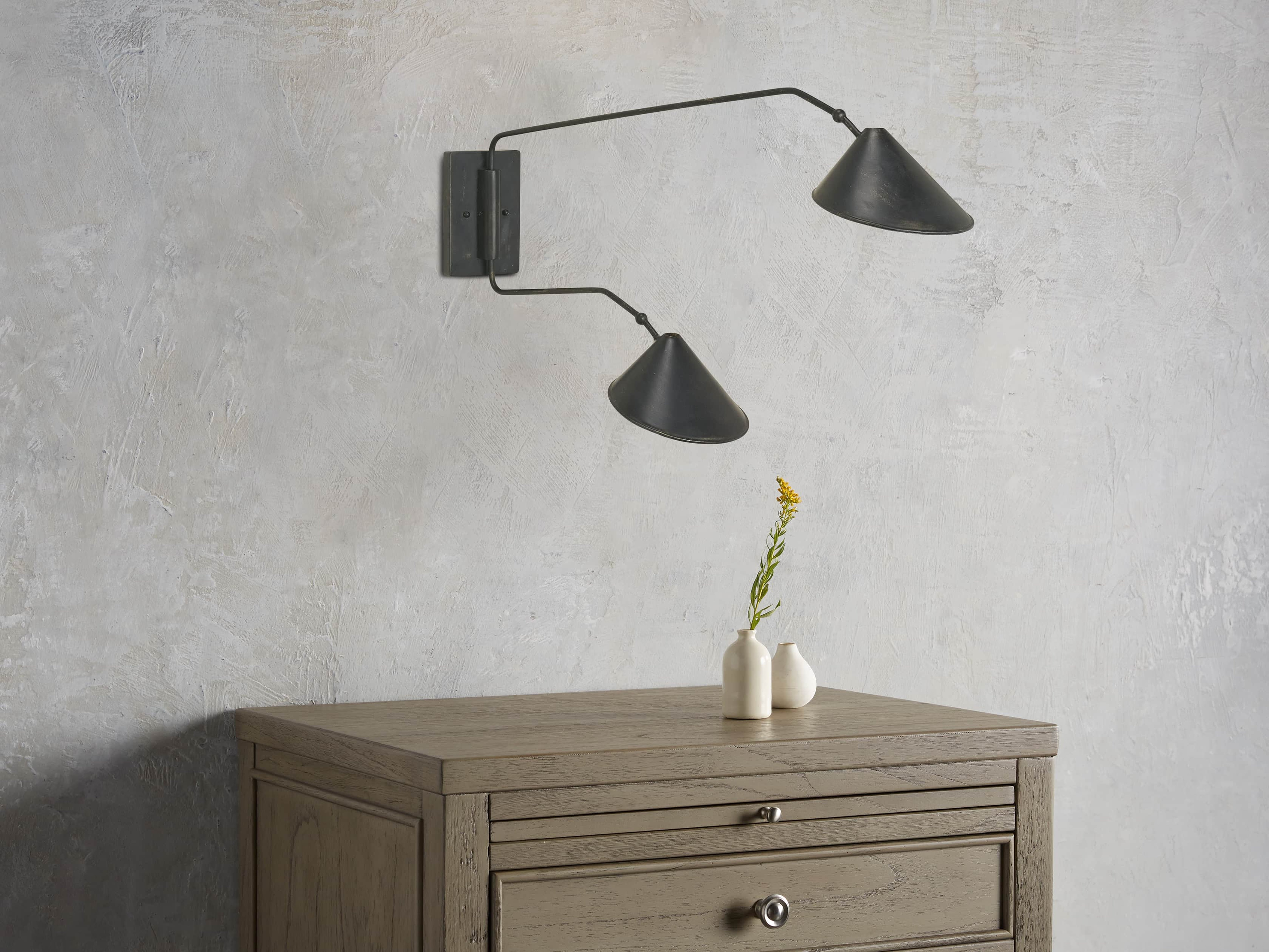 Longmore 2-Light Wall Sconce in Black - Arhaus