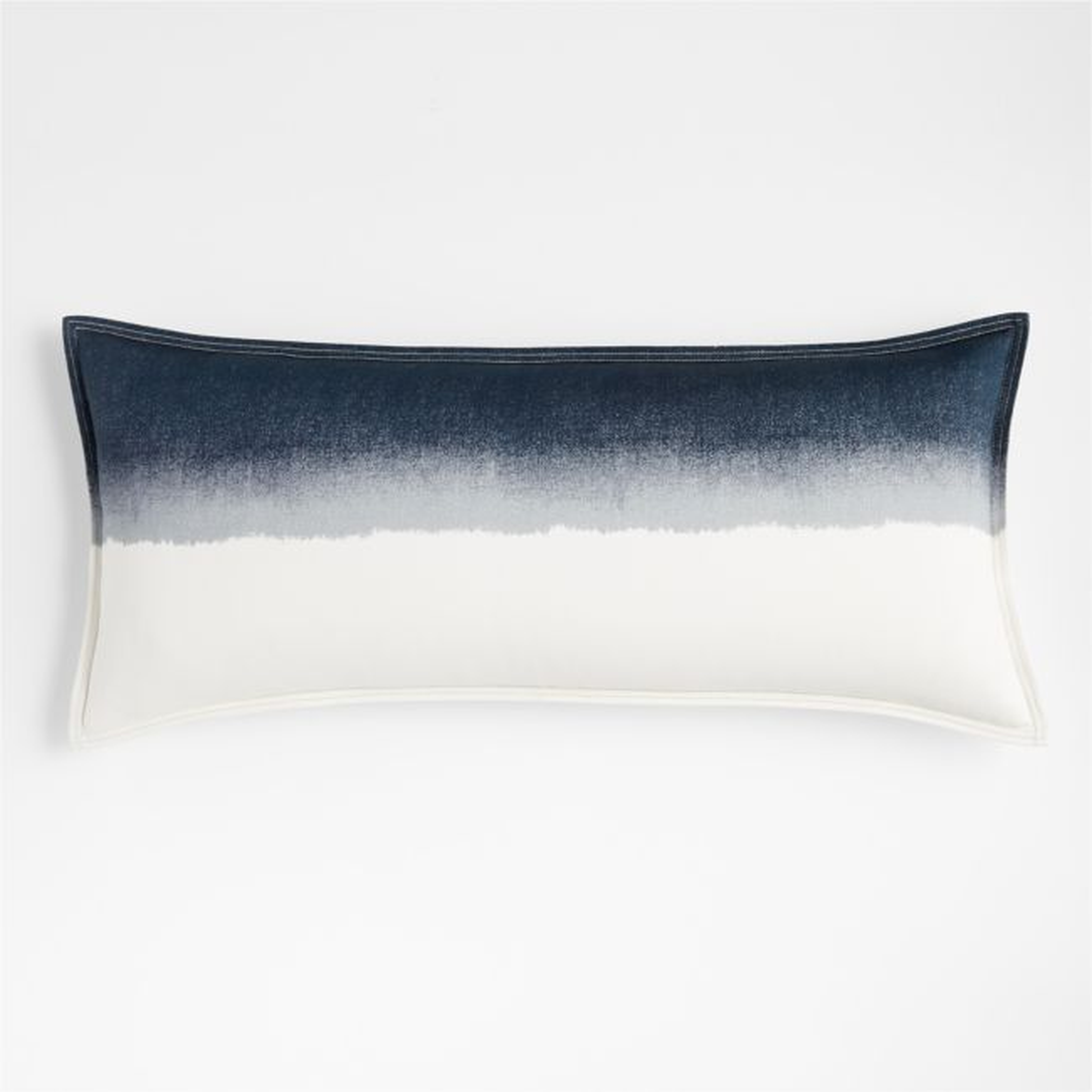 Tulare 36"x16" Dip-Dyed Blue Pillow Cover with Feather-Down Insert - Crate and Barrel
