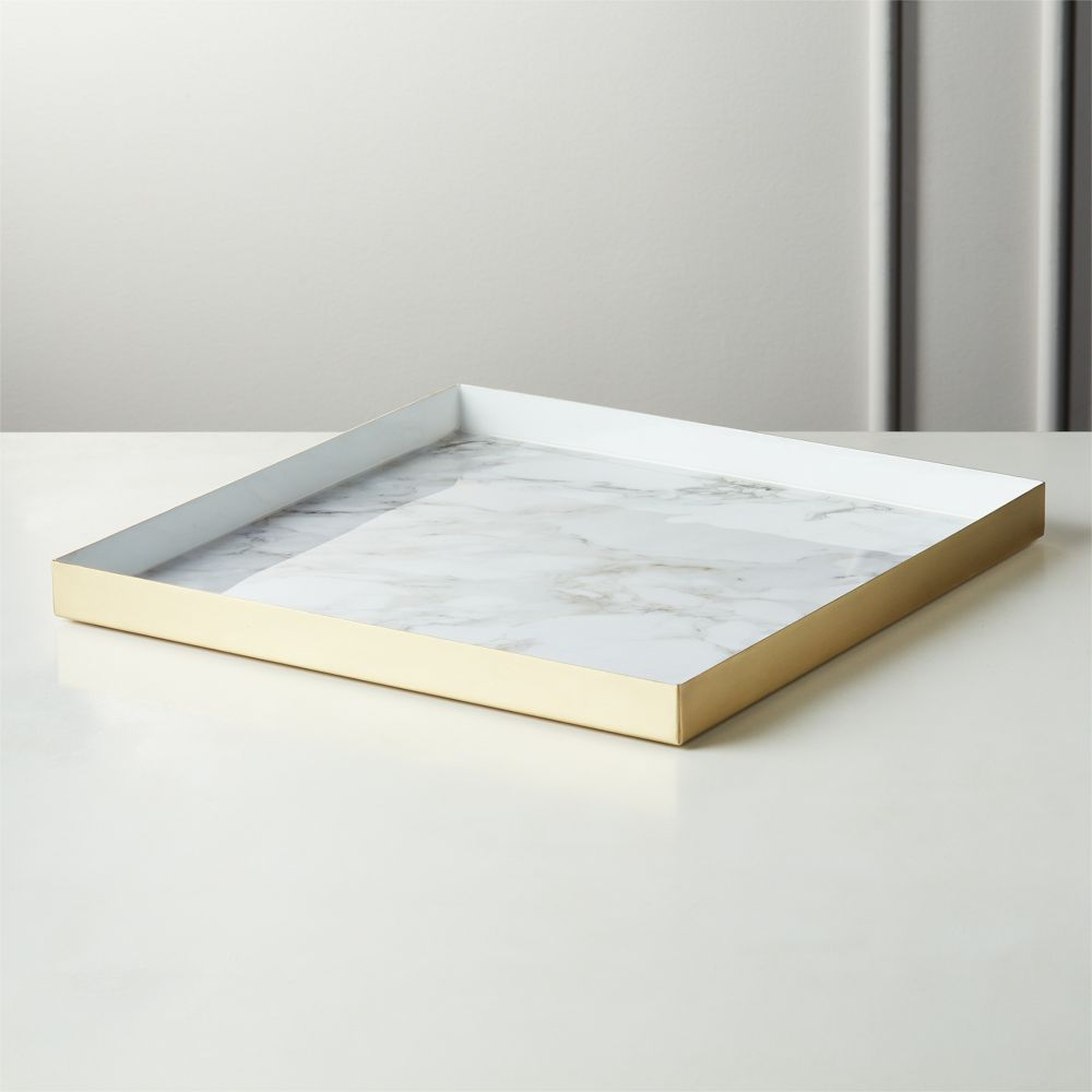 Active Large White Marble Tray - CB2