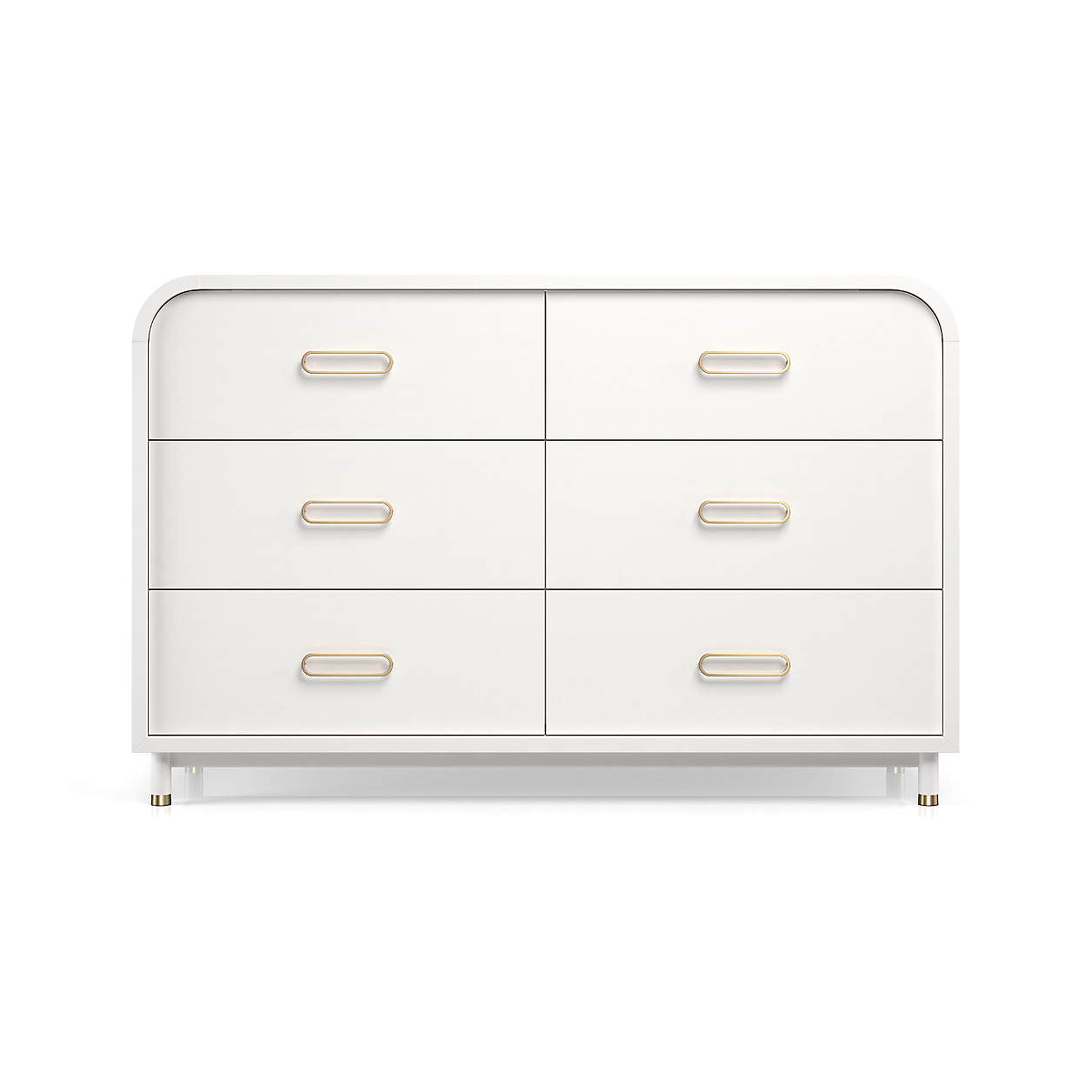 Arlo Kids Wide White & Gold Dresser - Crate and Barrel