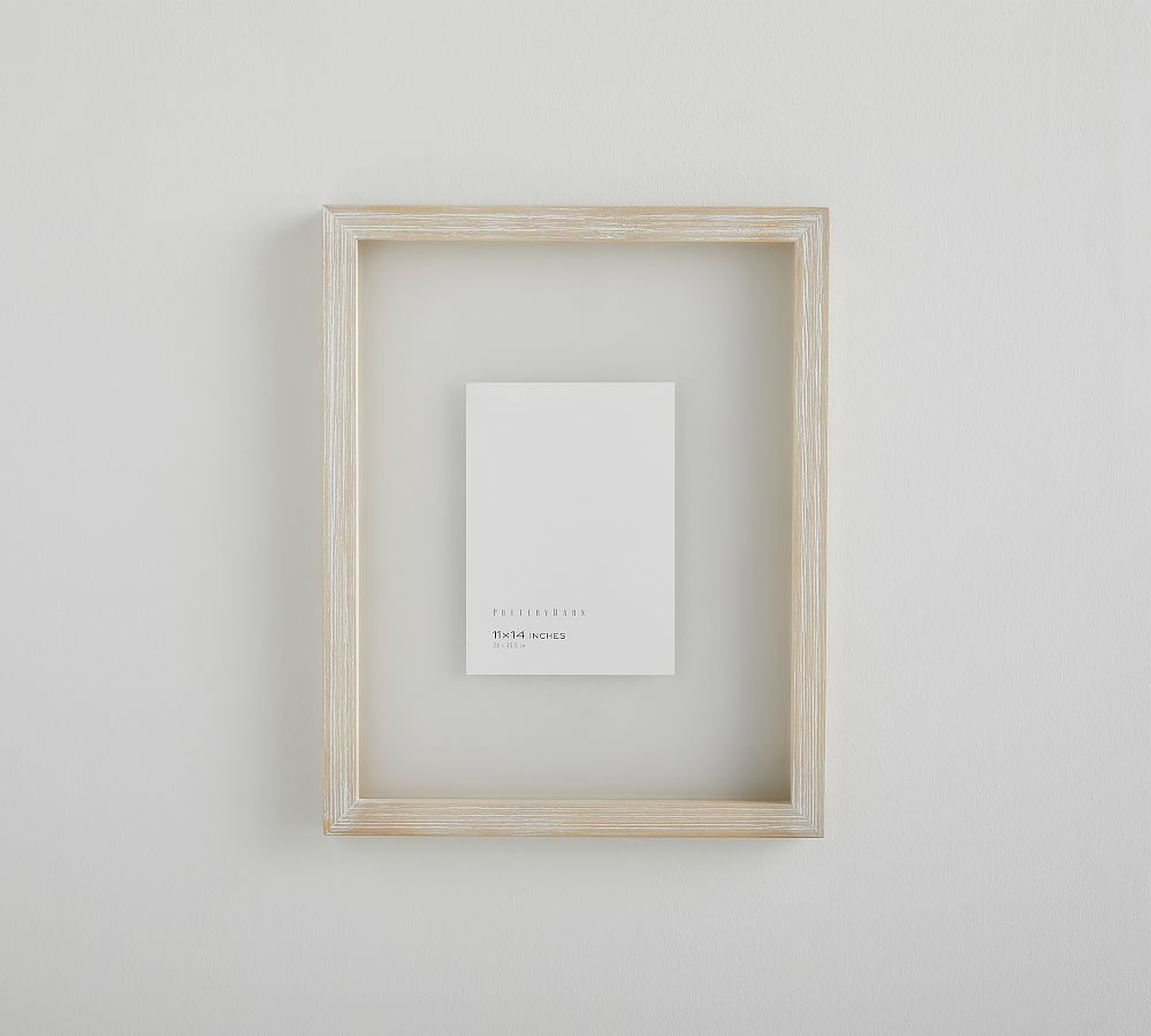 Floating Wood Gallery Frame, :11"x14" (12"x15" Overall) - White Wash - Pottery Barn