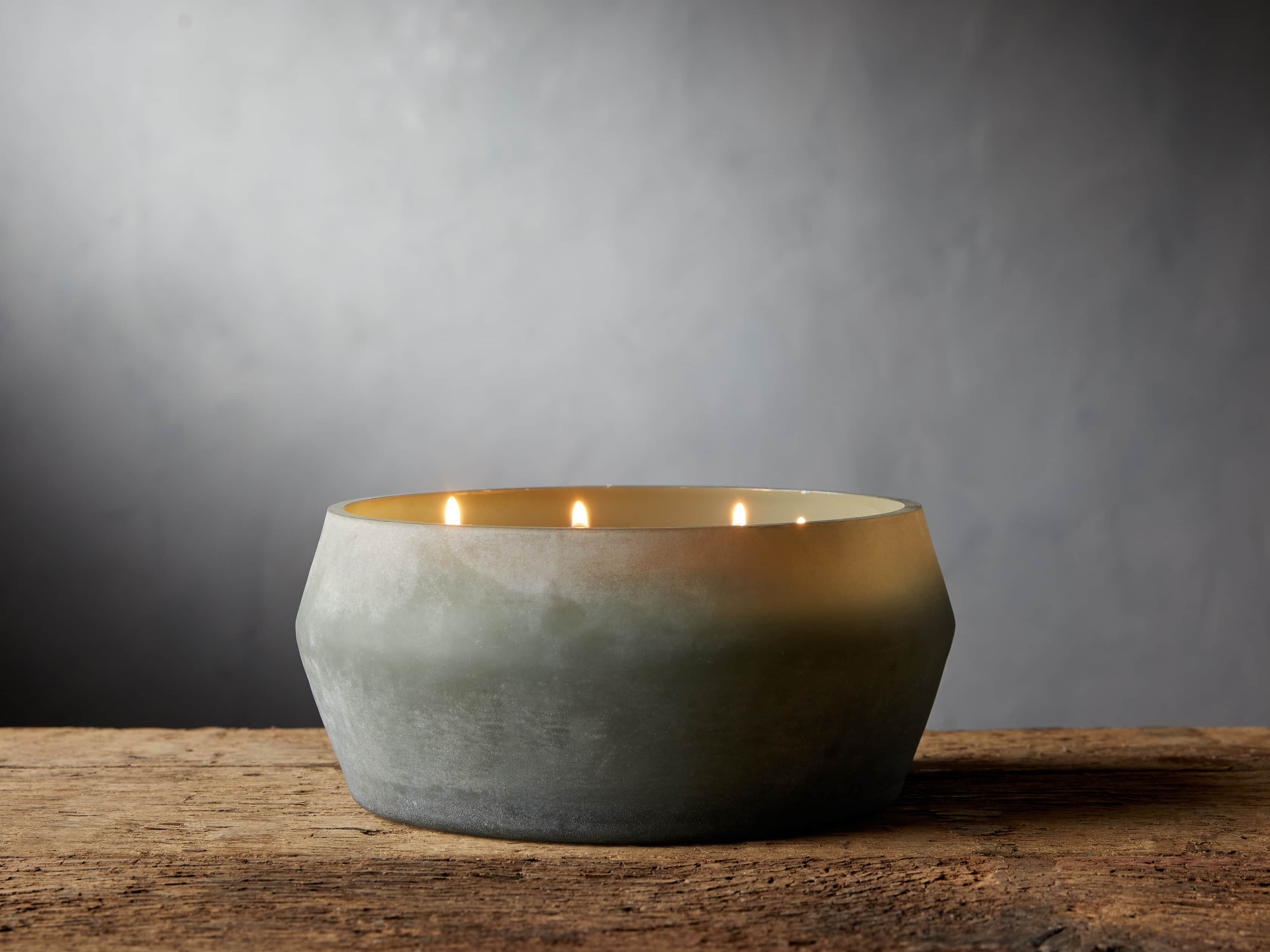 Elements Candle in Earth Glass Wide Green - Arhaus