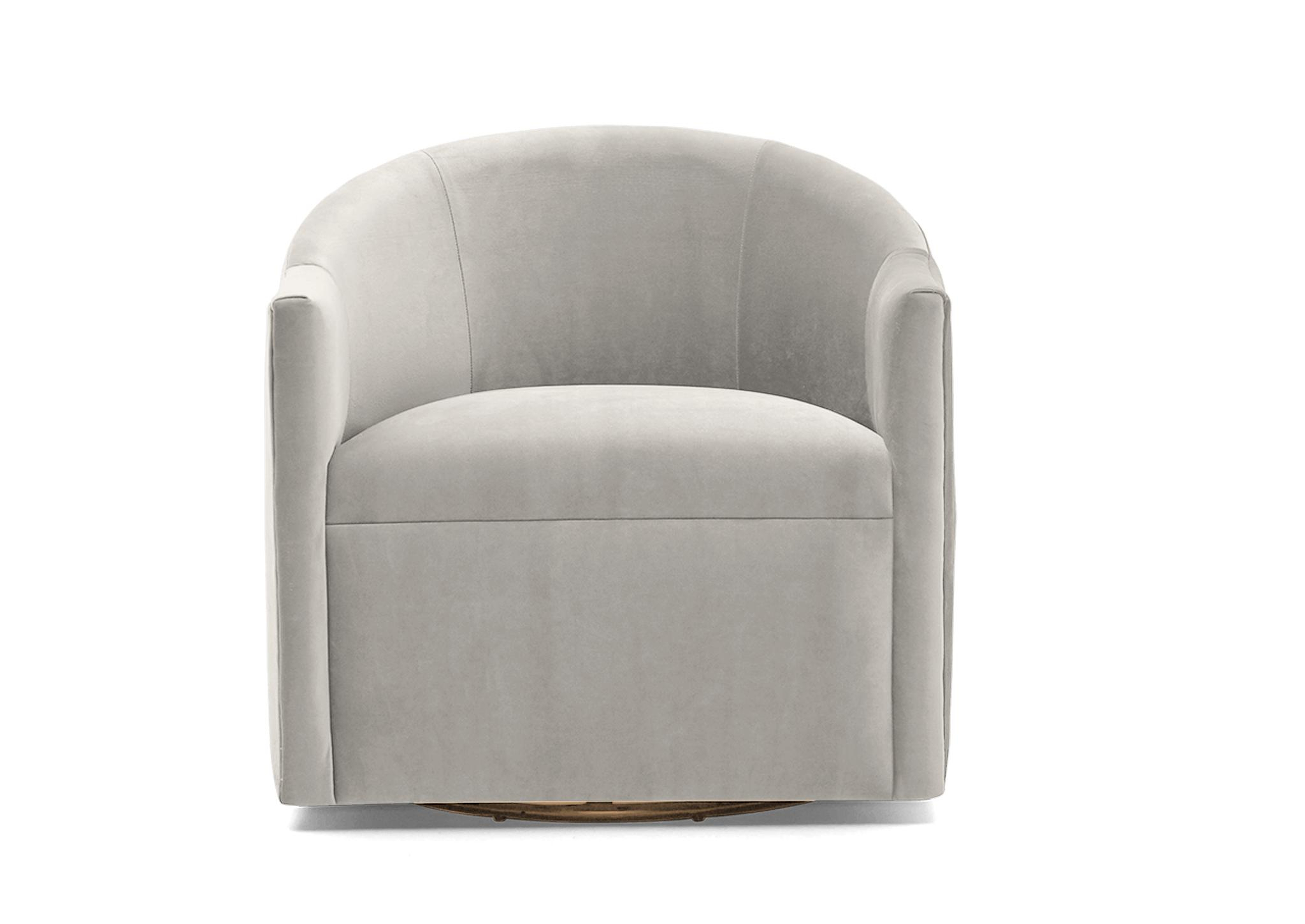 White Jolie Mid Century Modern Swivel Chair - Tussah Snow - Joybird