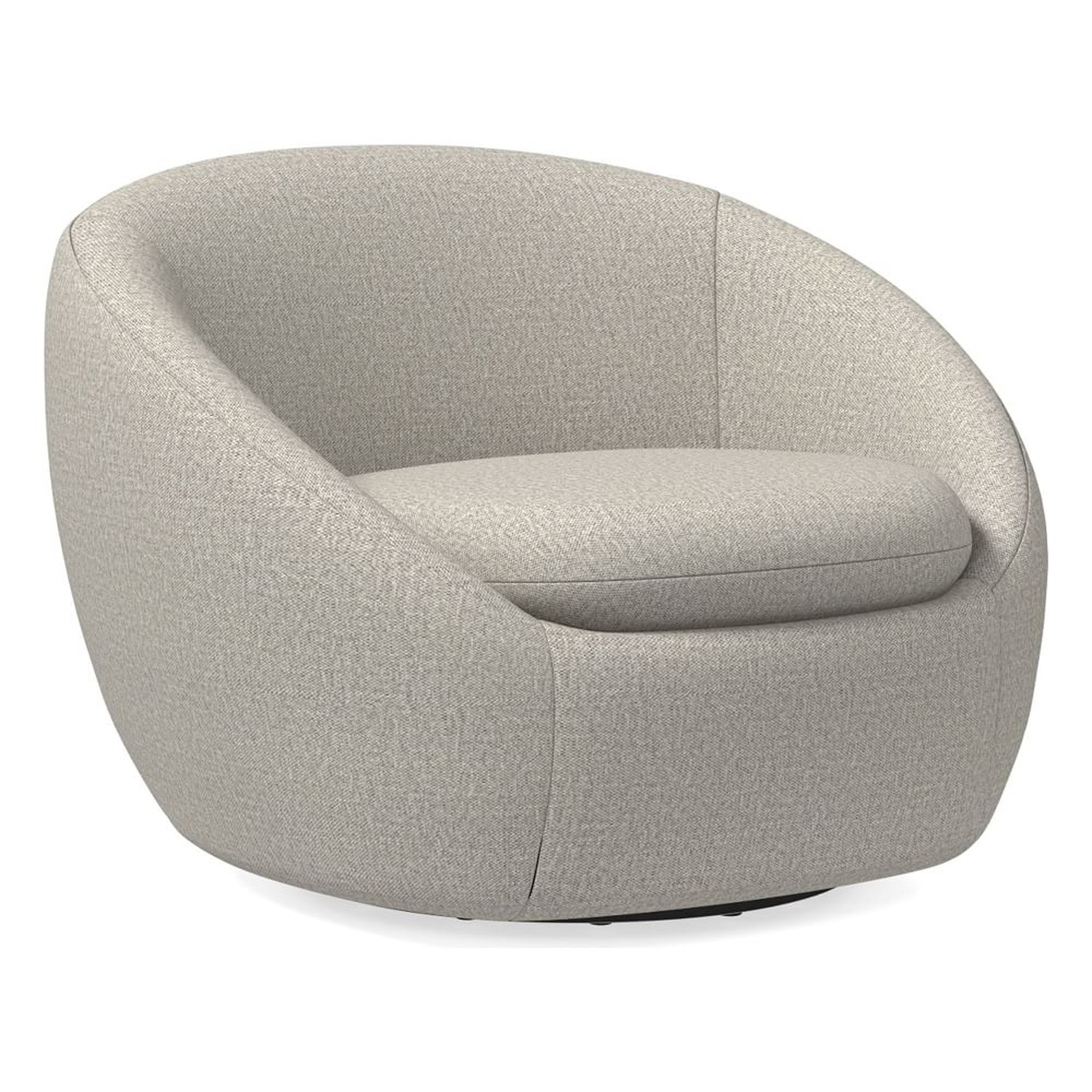 Cozy Swivel Chair, Poly, Twill, Dove, Concealed Supports - West Elm