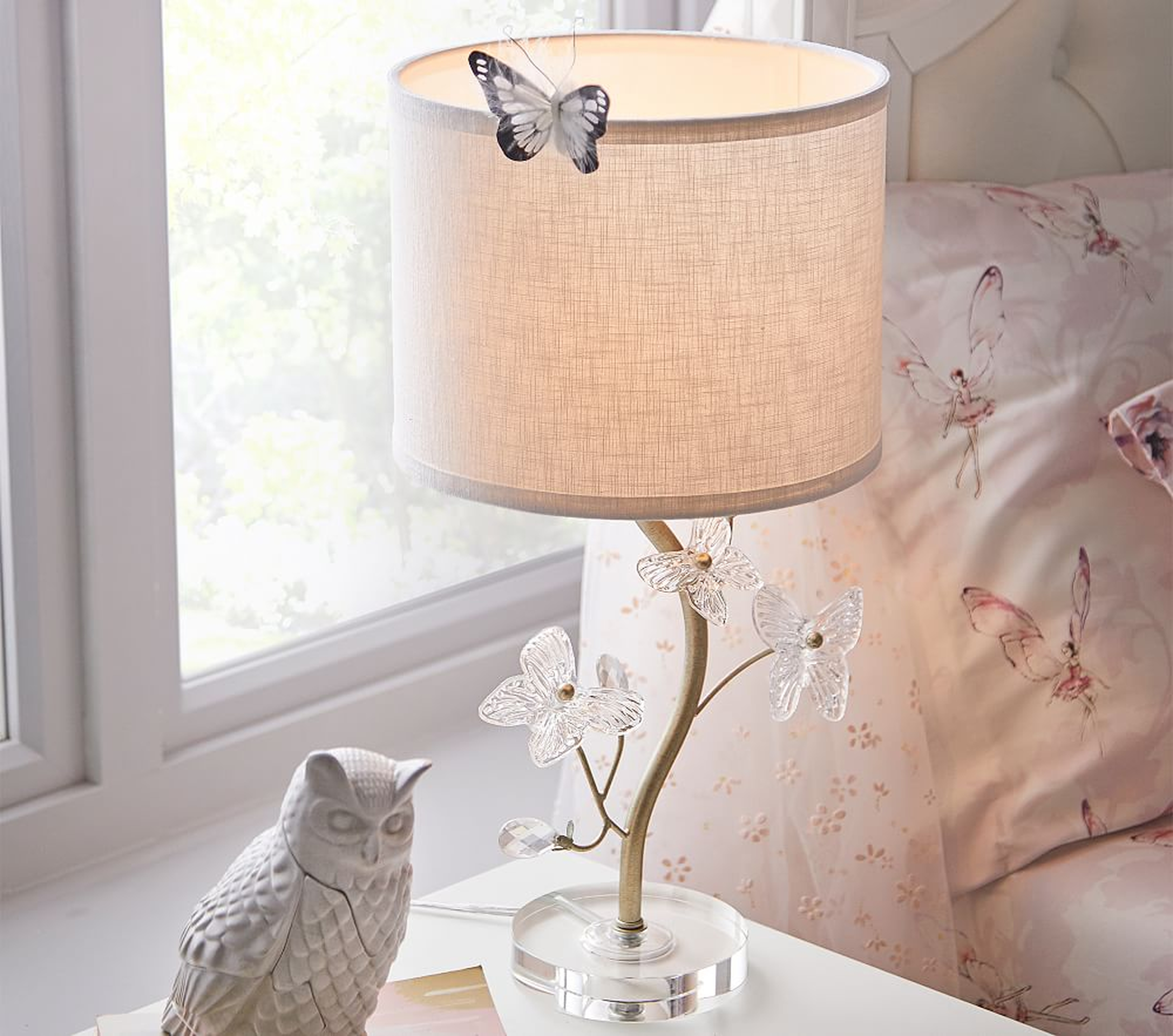 Monique Lhuillier Crystal Butterfly Table Lamp, Champagne - Pottery Barn Kids