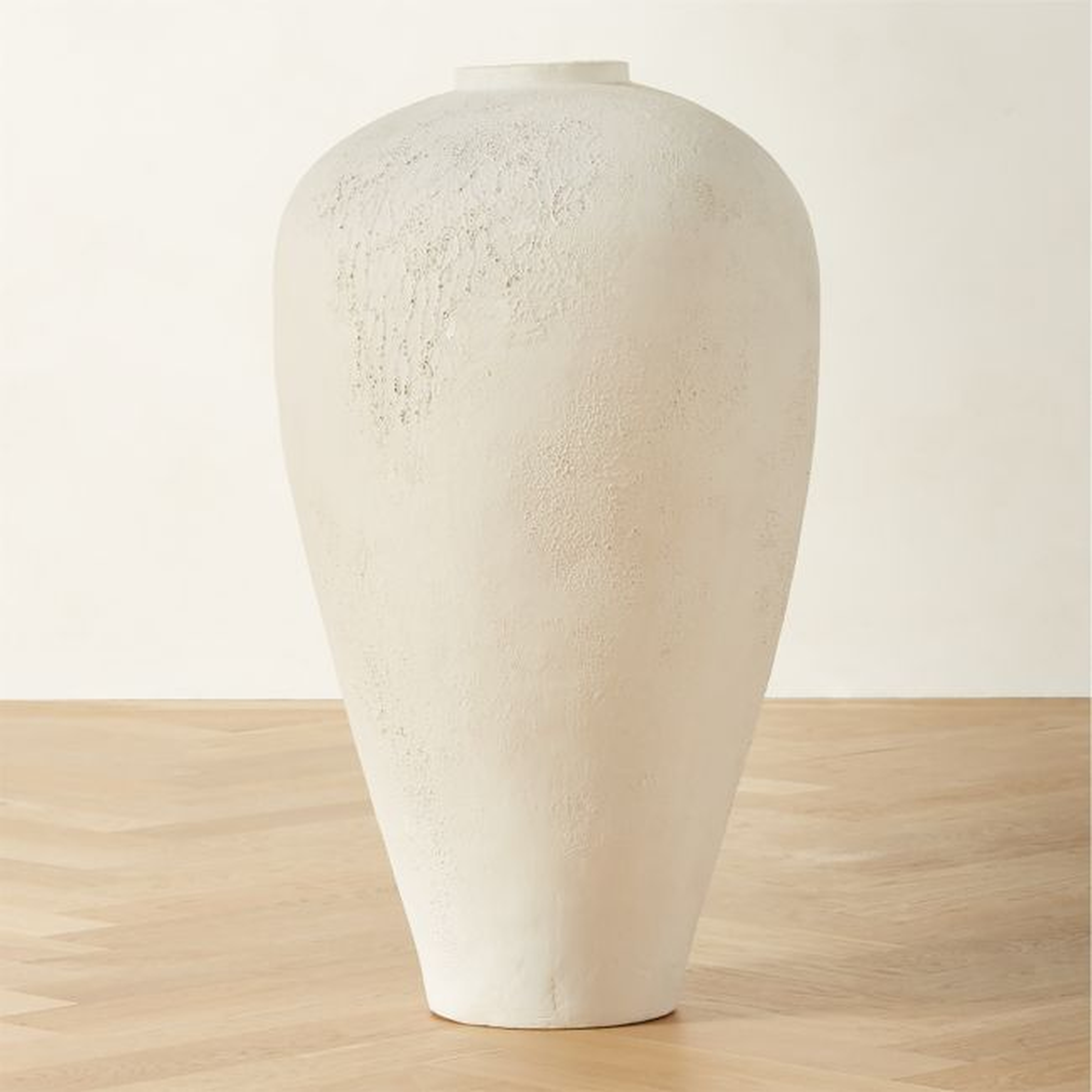 Rile Textured White Terracotta Floor Vase 31" - CB2