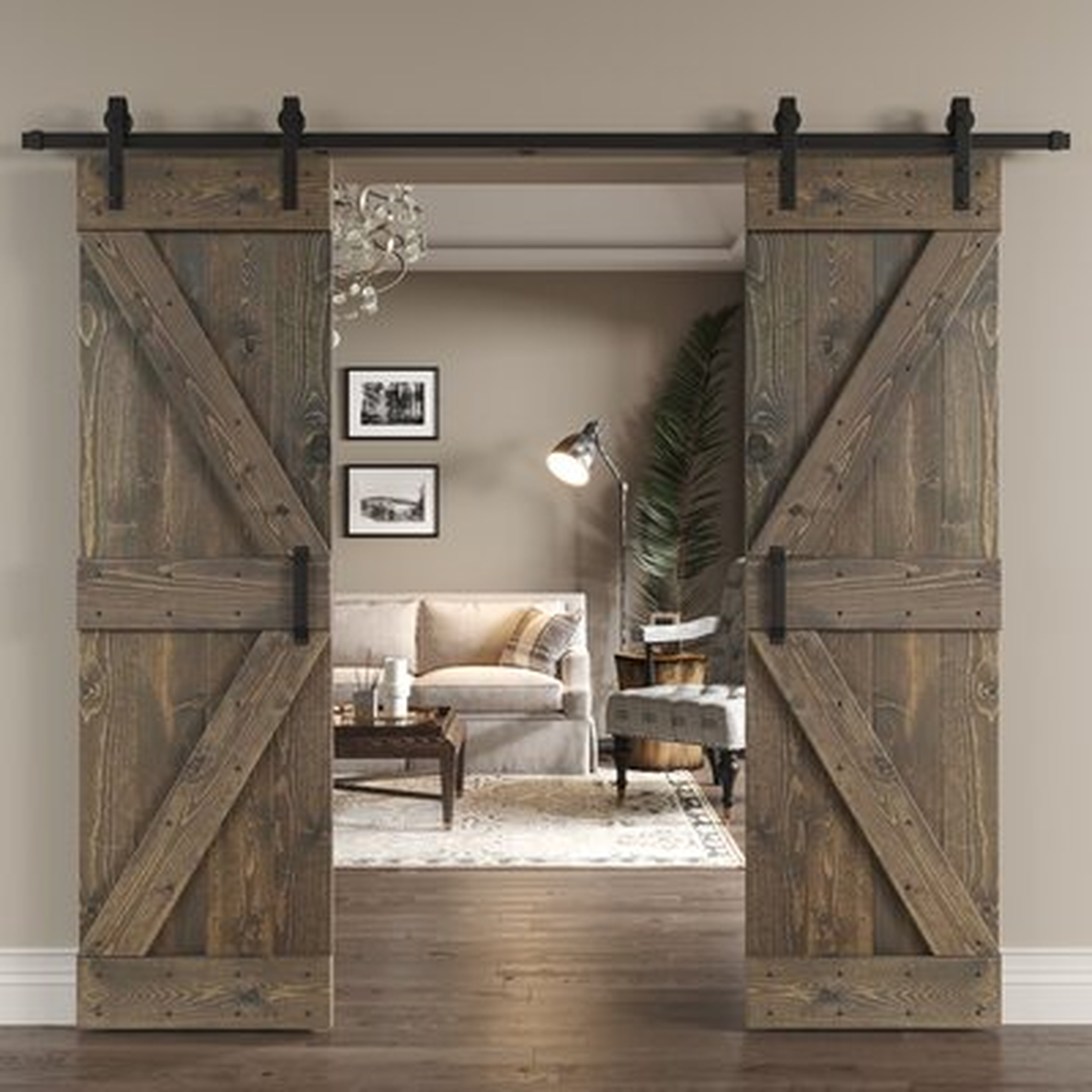 Paneled Wood K Series Diy Knotty Barn Door with Installation Hardware Kit - Wayfair