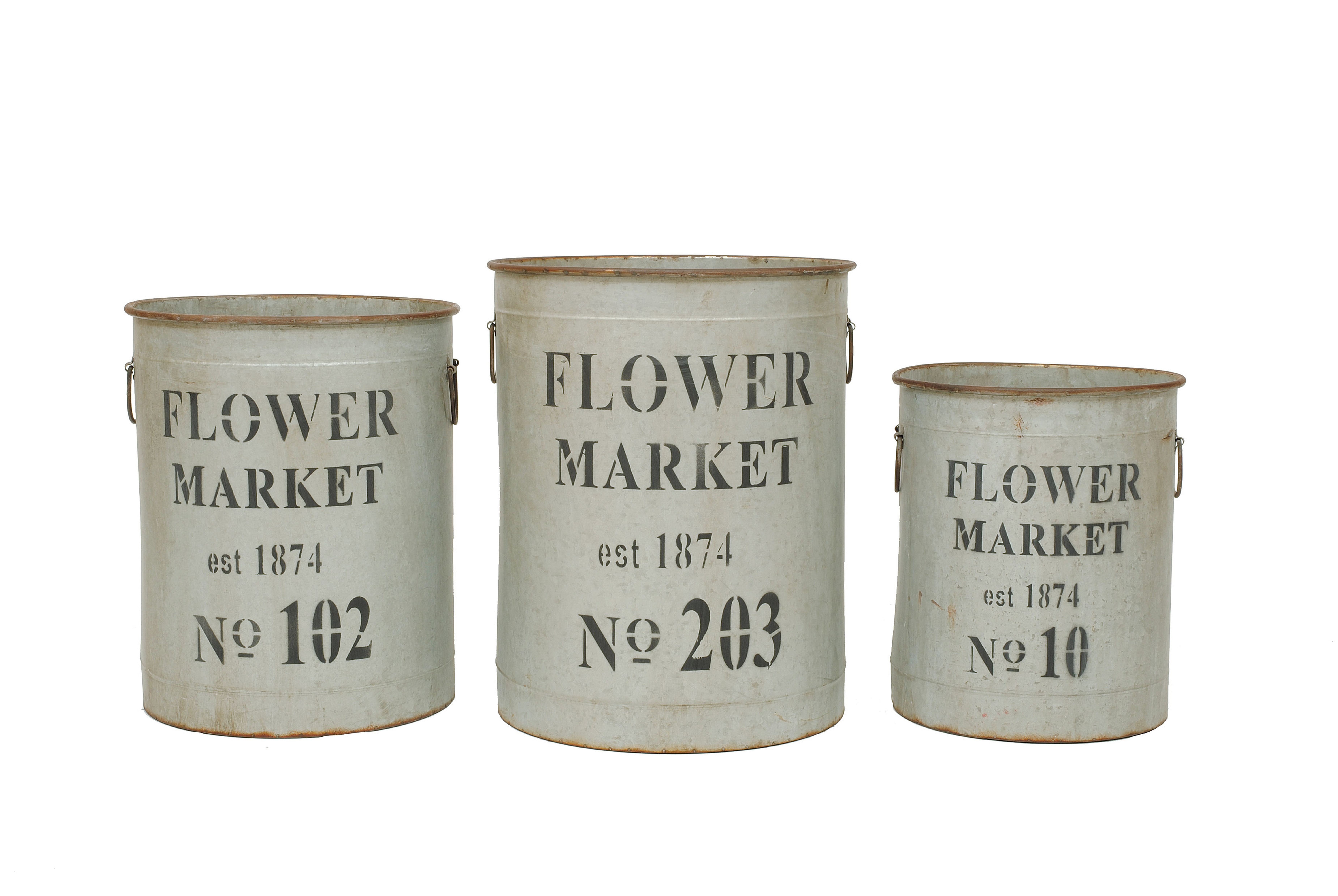 Metal Flower Market Buckets (Set of 3 Sizes) - Nomad Home