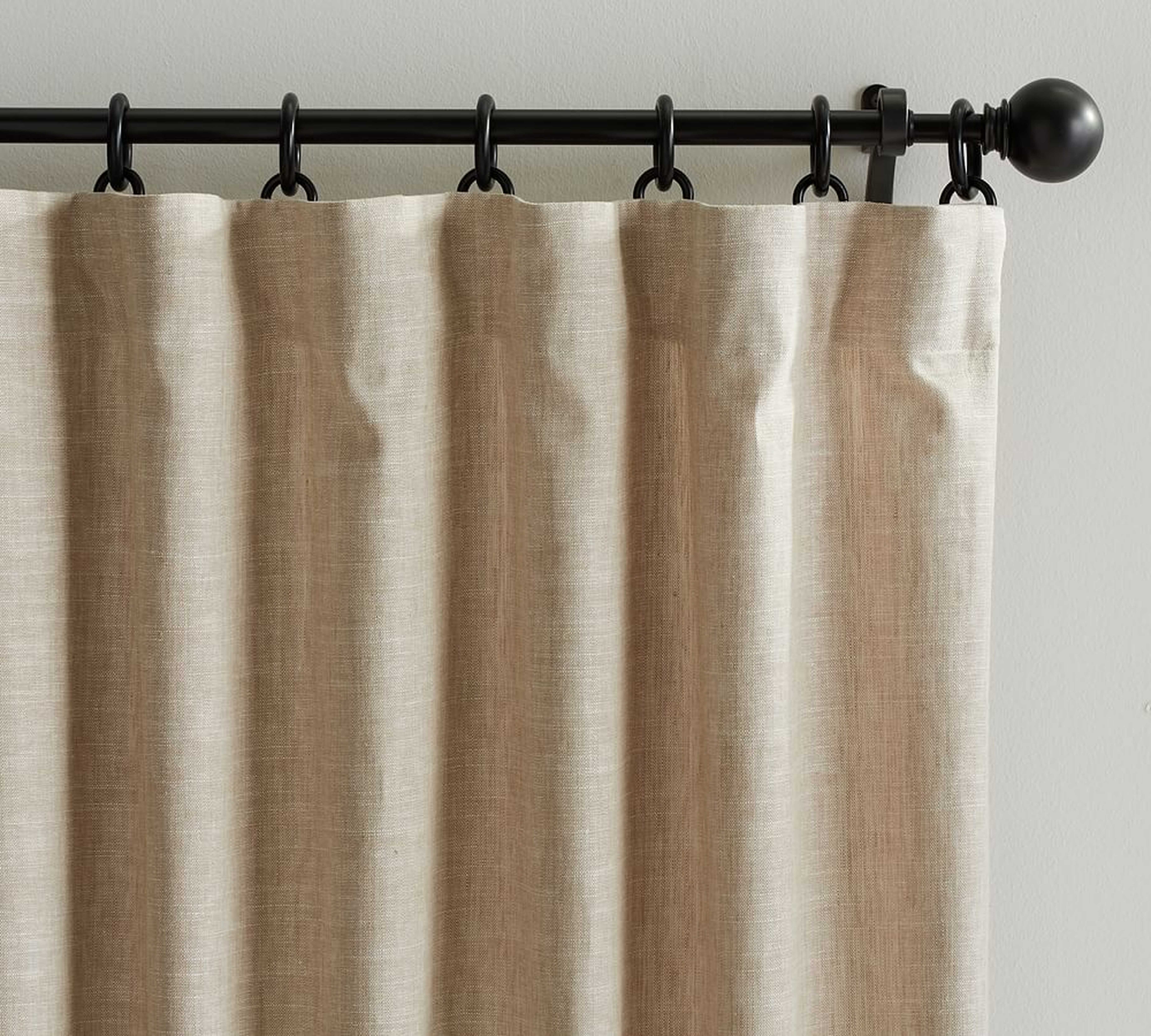 Custom Emery Linen/Cotton Rod Pocket Curtain, Oatmeal, 66 x 86" - Pottery Barn