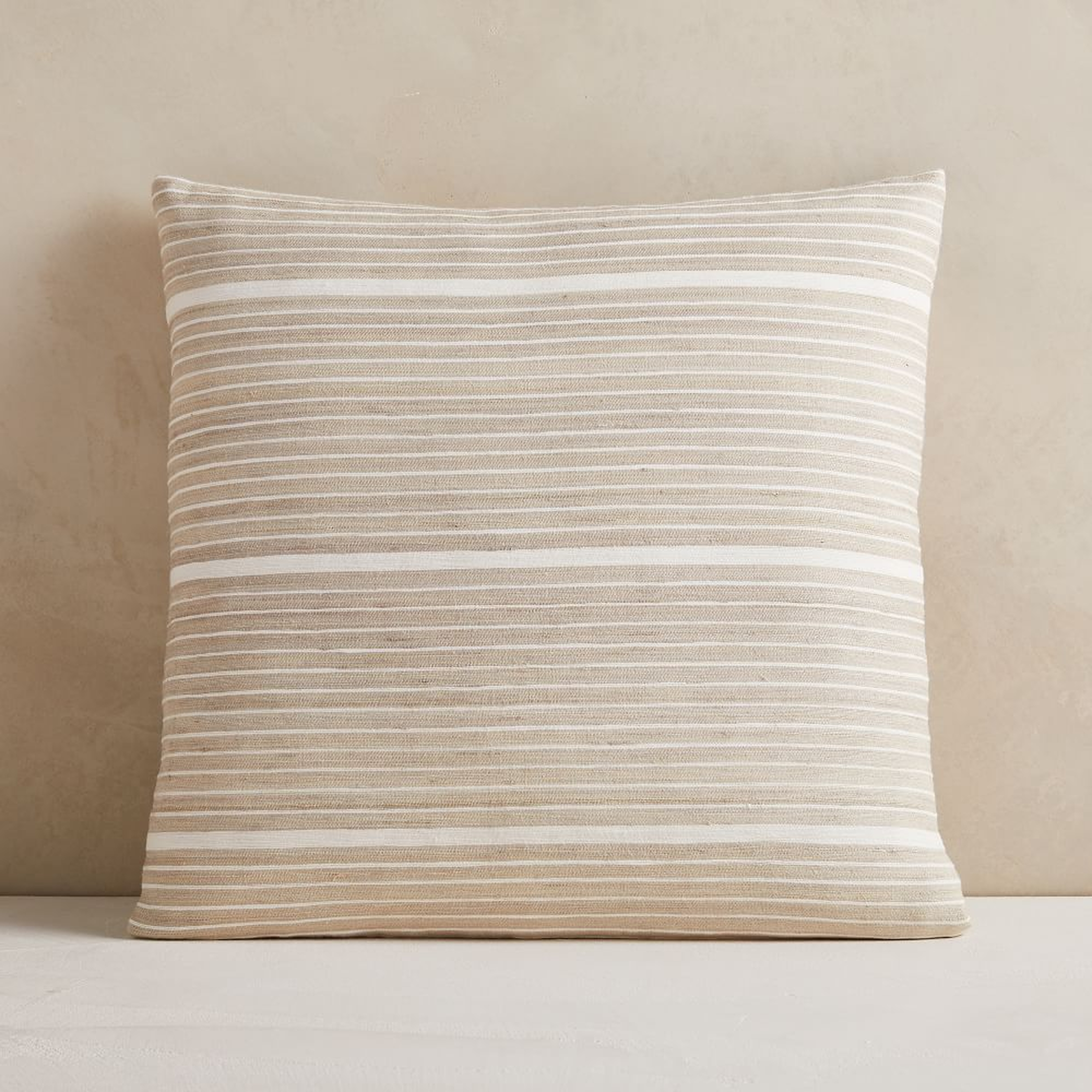 Silk Mini Stripe Pillow Cover, Sand, 20"x20" - West Elm