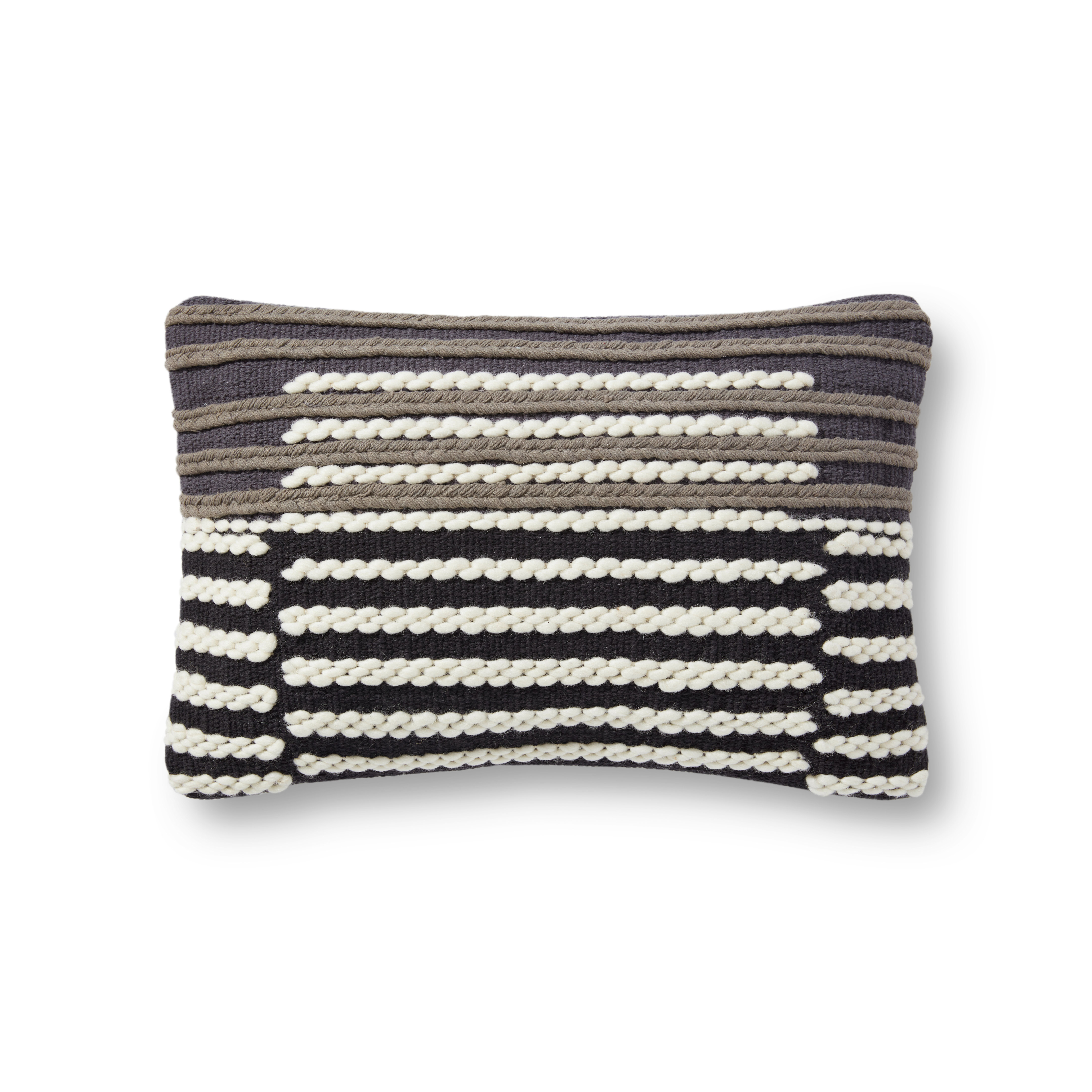 PILLOWS PED0017 CHARCOAL / WHITE 13" x 21" Cover Only - ED Ellen DeGeneres Crafted by Loloi Rugs