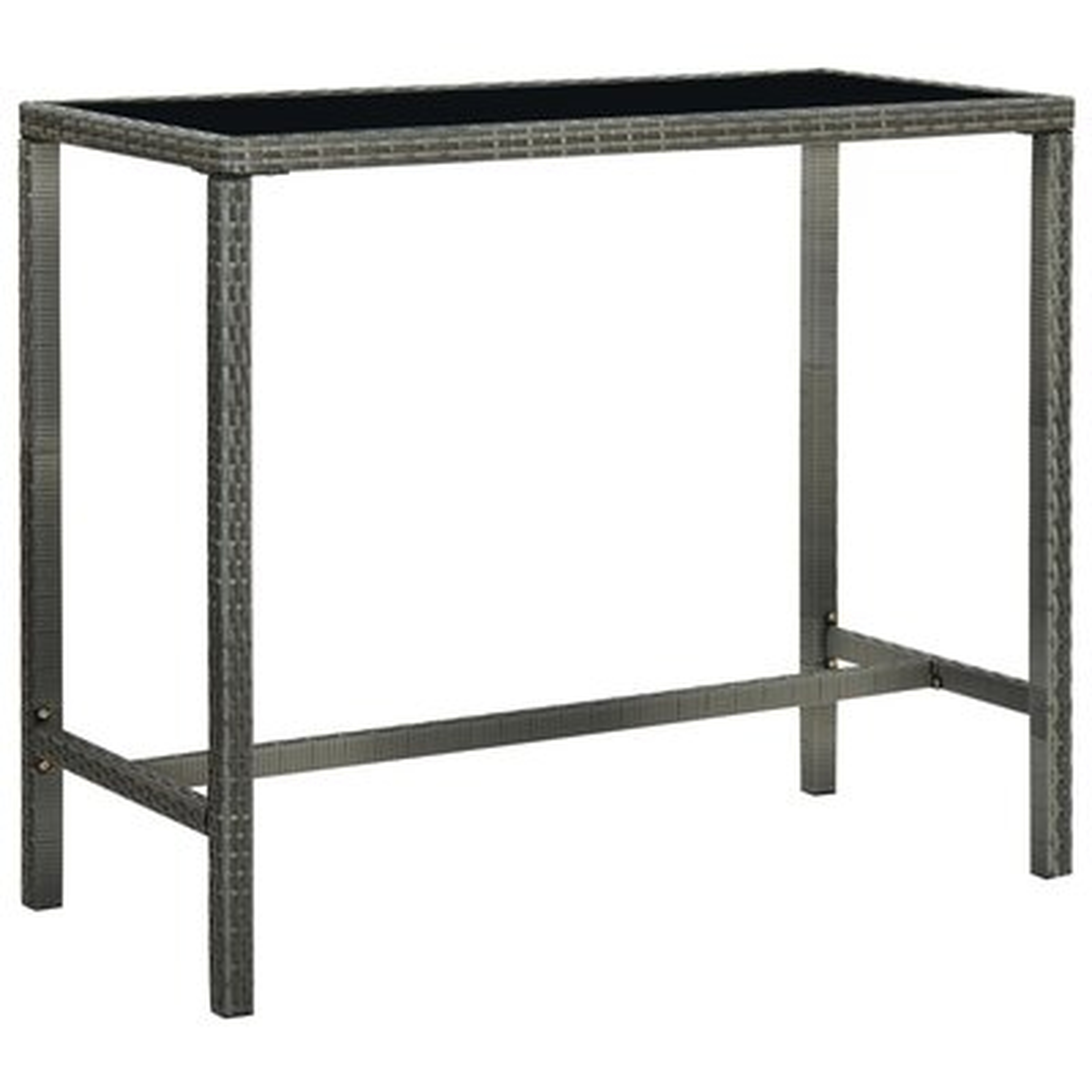 Latitude Run® Garden Bar Table Gray 51.2"X23.6"X43.3" Poly Rattan And Glass - Wayfair