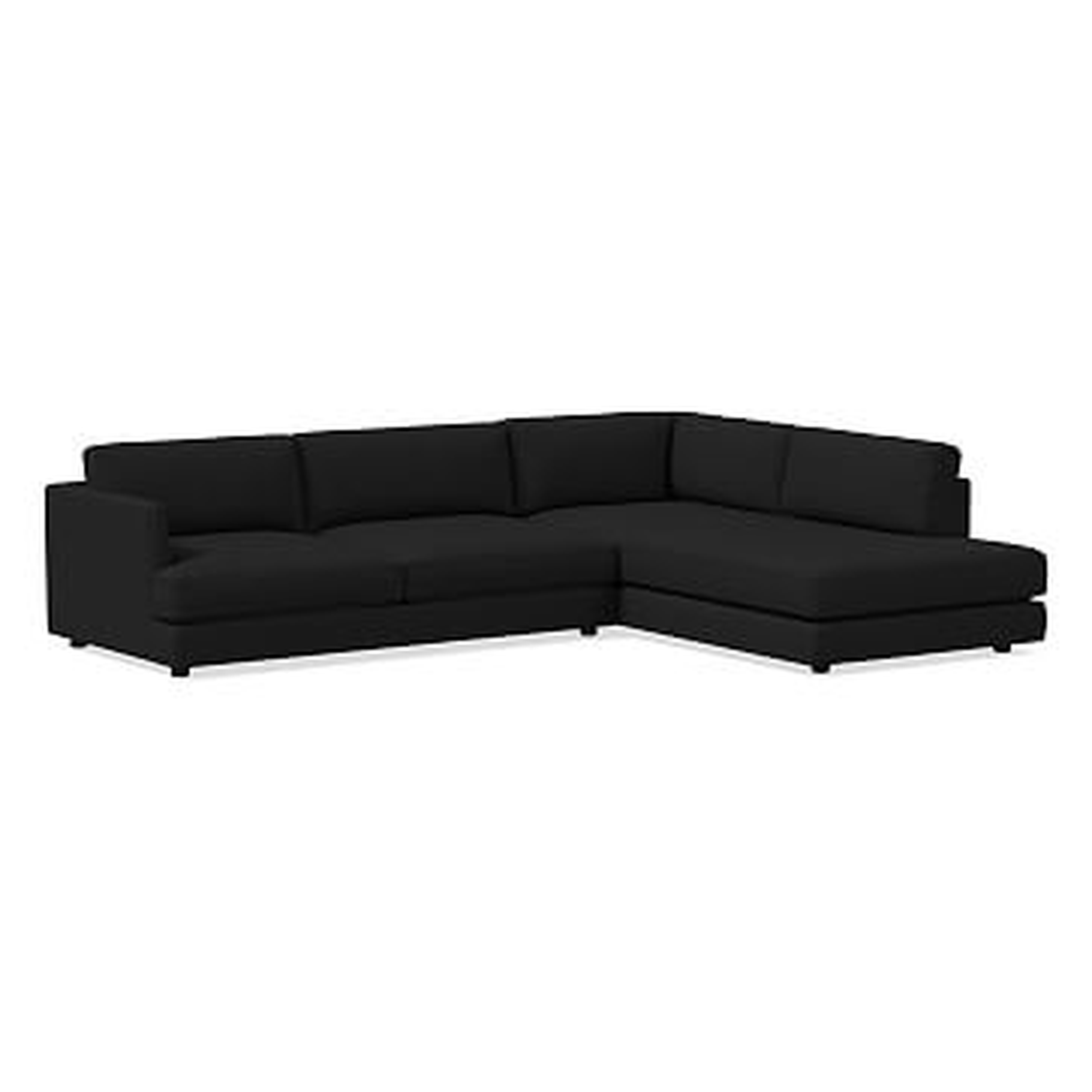 Haven Sectional Set 05: XL Left Arm Sofa, Right Arm Terminal Chaise, Poly, Chunky Basketweave, Charcoal - West Elm