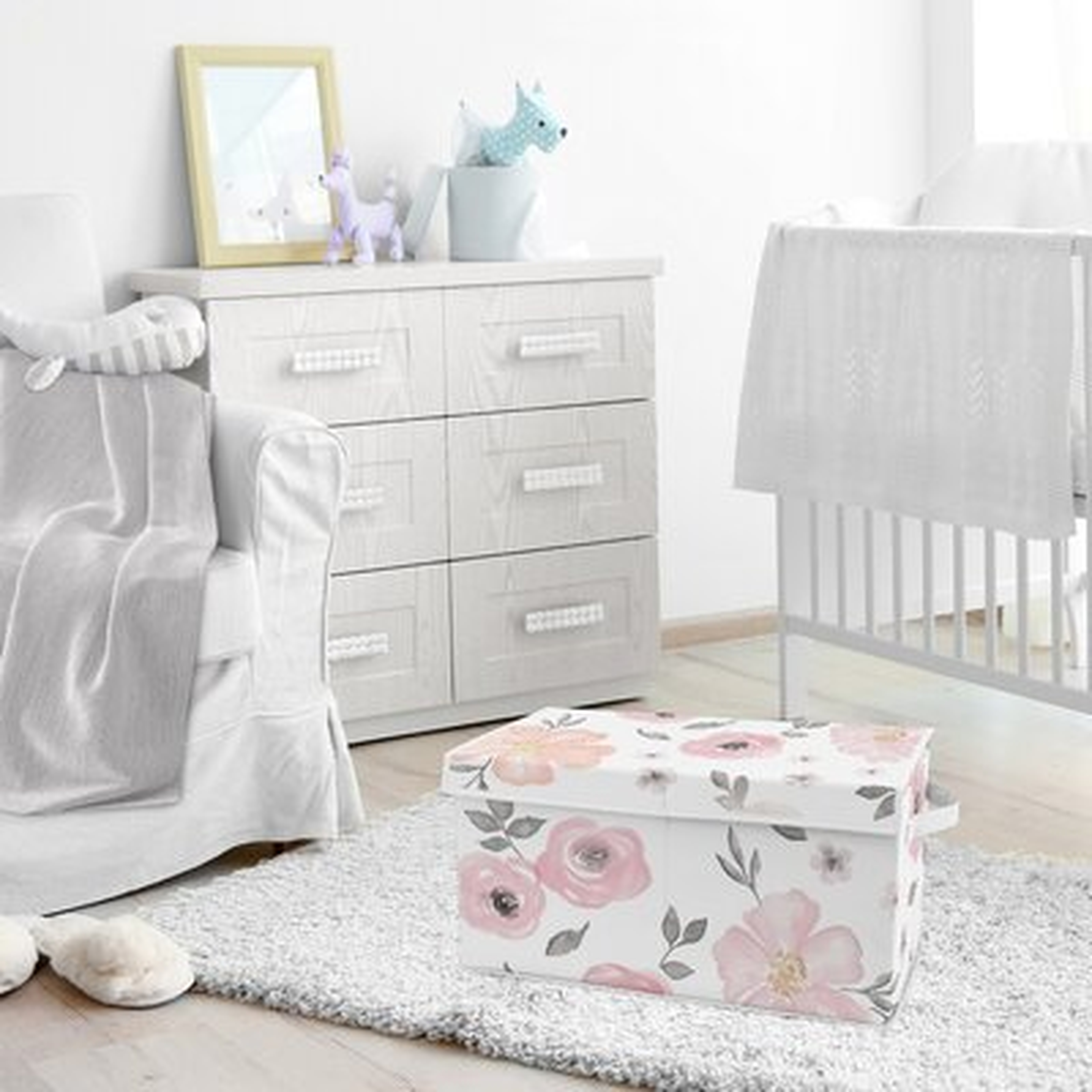 Watercolor Floral Storage Fabric Toy Box - Wayfair