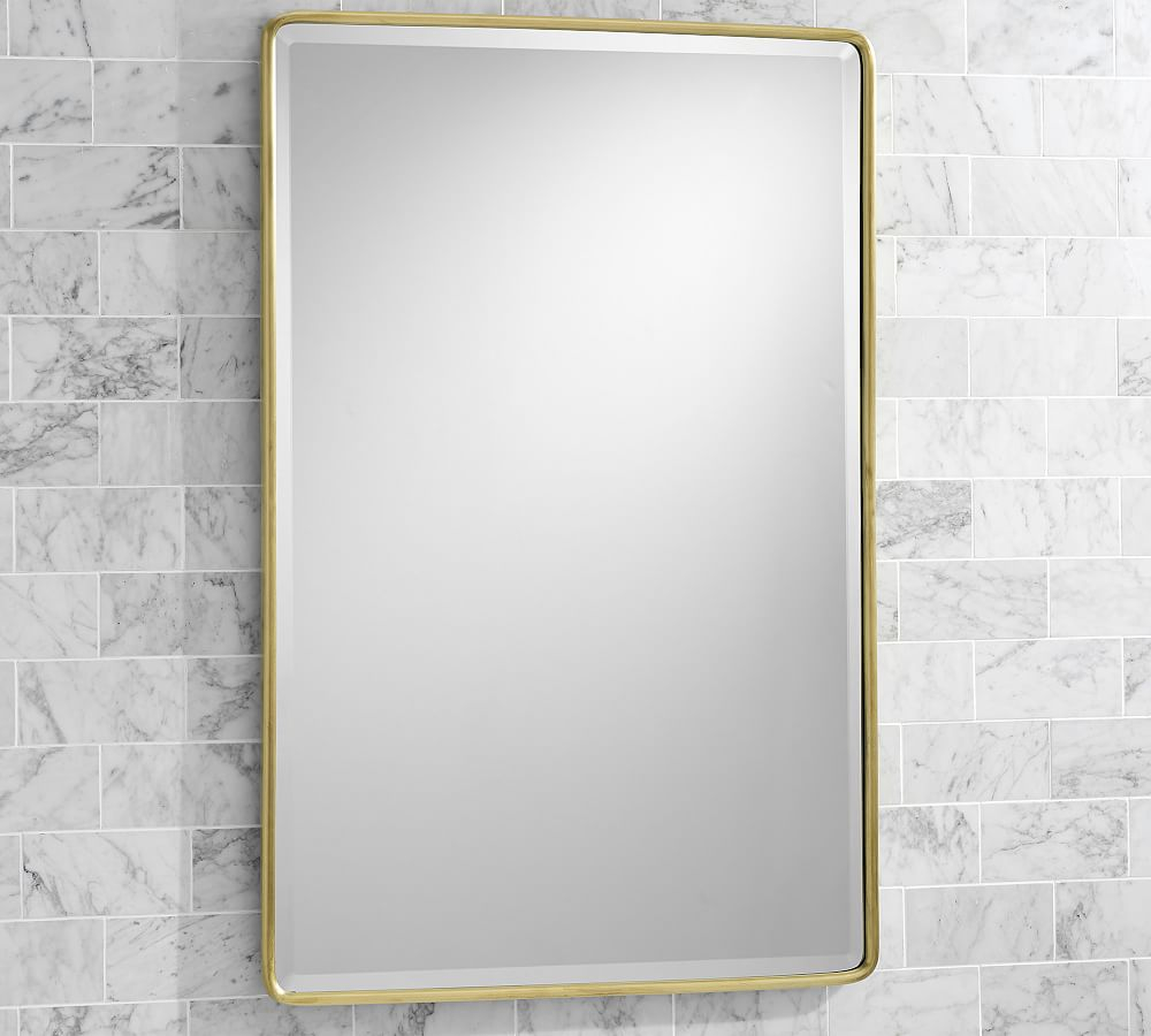 Brass Vintage Rounded Rectangular Mirror, 23x35" with French Cleat Mount - Pottery Barn