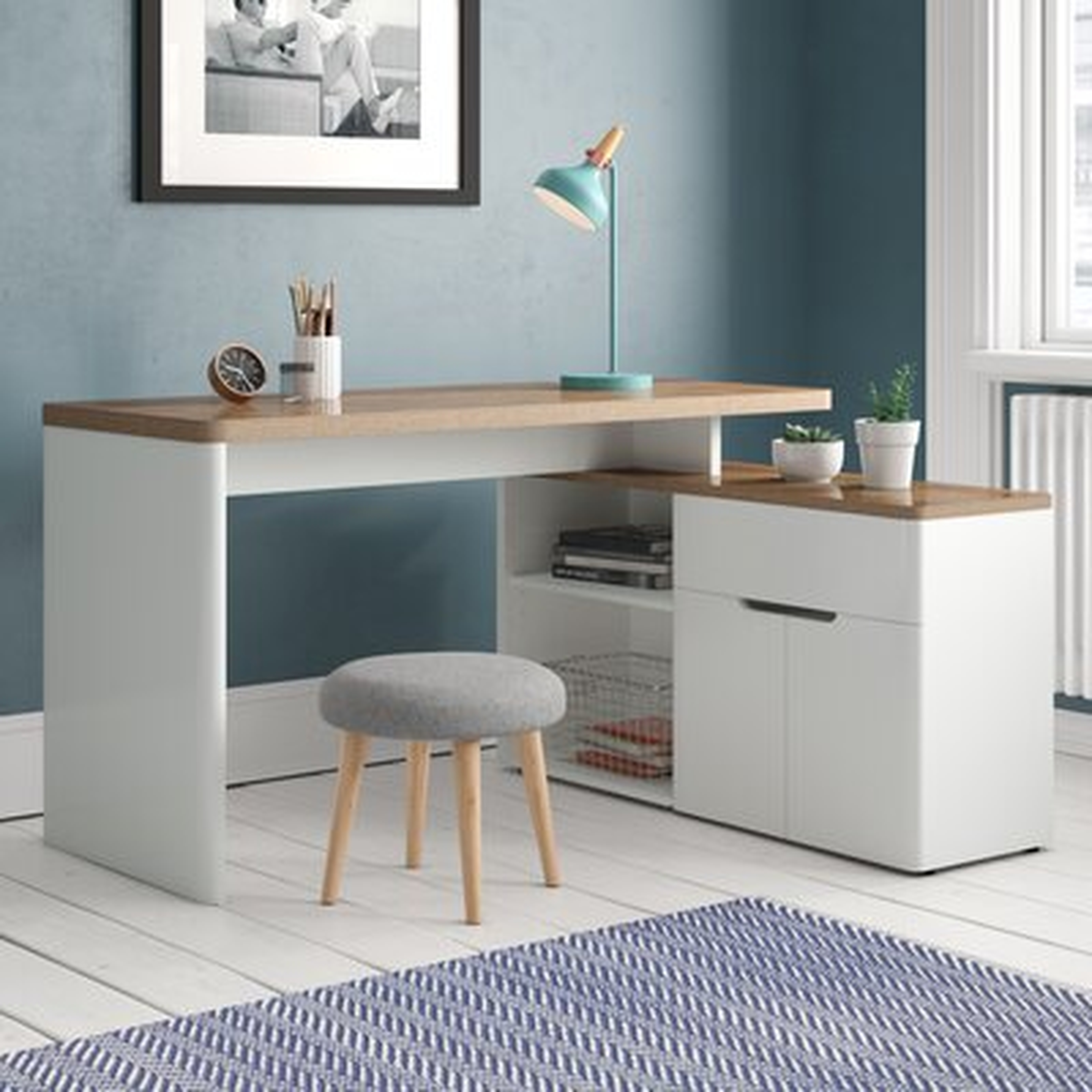 Cuuba L-Shaped Writing Desk / Off White - Wayfair