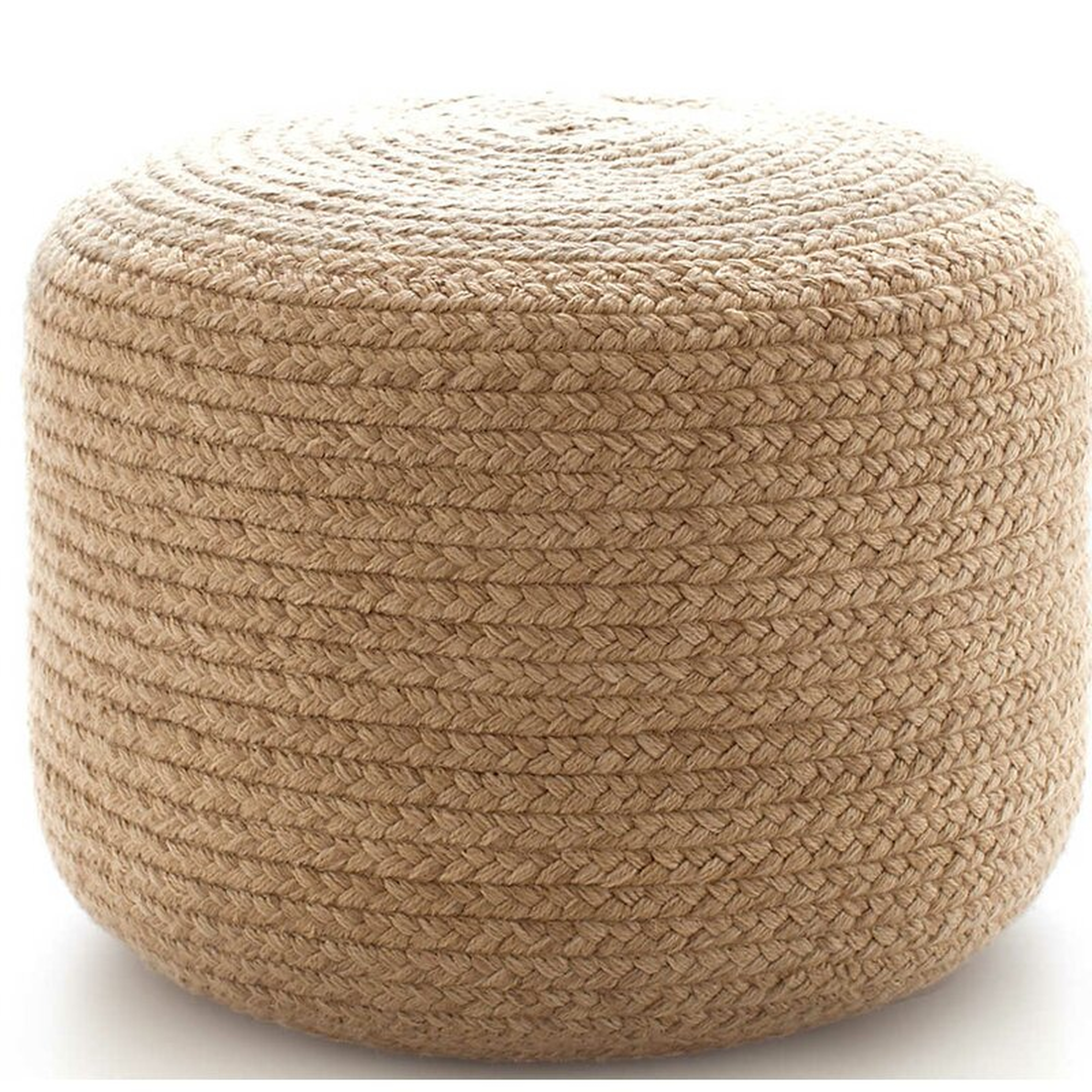 Fresh American Braided Natural Indoor/Outdoor Pouf 20"W x 14"H - Perigold