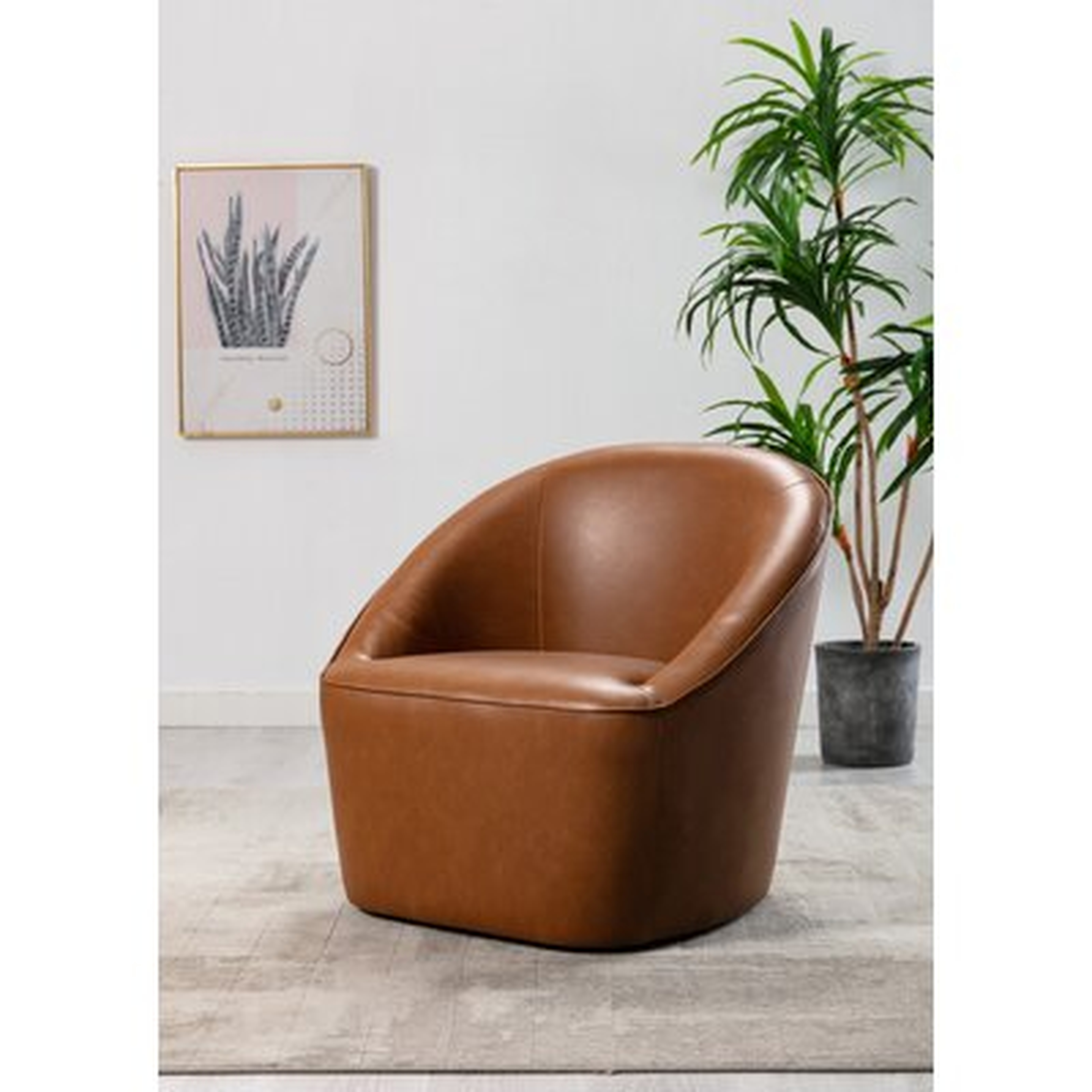 Gregory Vegan Leather Swivel Barrel Chair - Wayfair